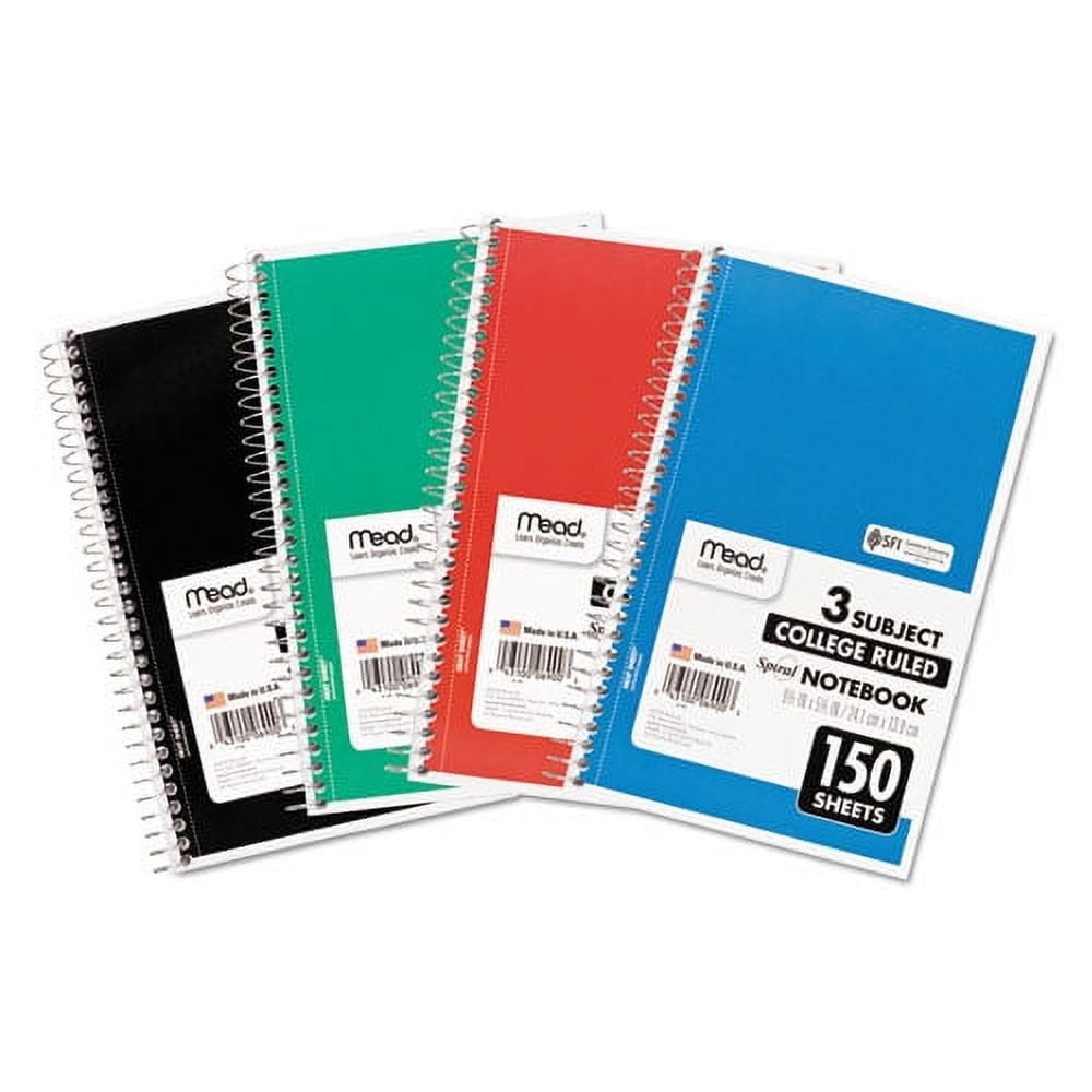 "Spiral Notebook, 3 Subject, Medium/college Rule, Randomly Assorted Covers, 9.5 X 5.5, 150 Sheets | Bundle of 2 Each"