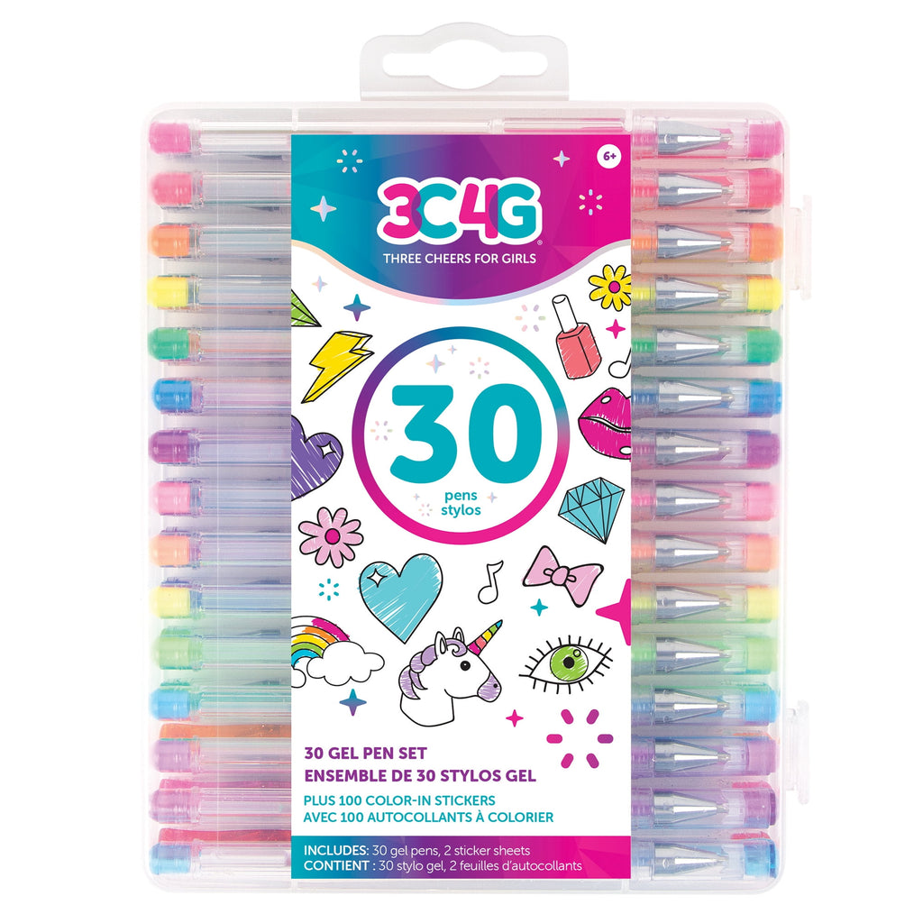 Gel Pen Set, Fine Point, Assorted Ink Colors, 30 Count
