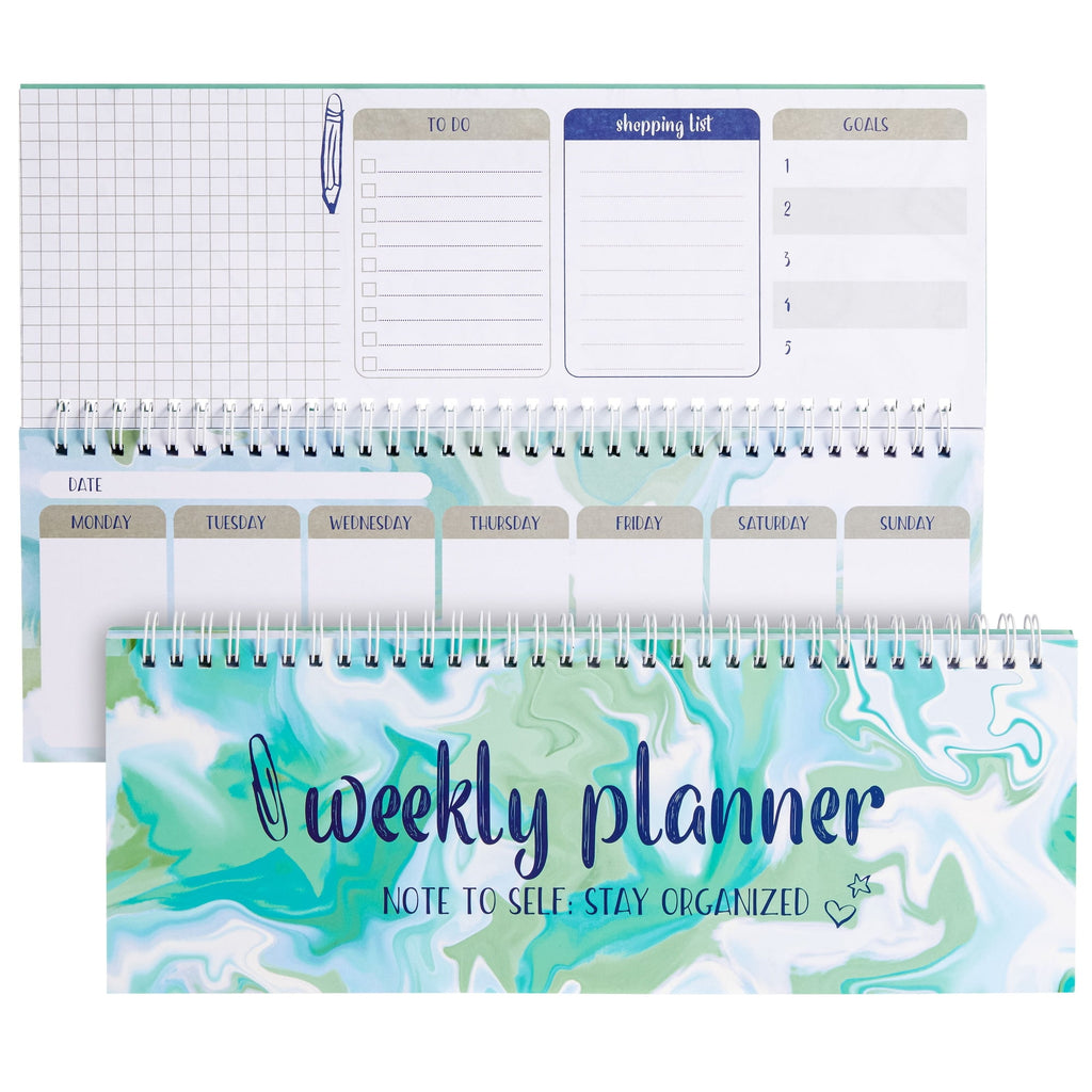 Goals, Shopping, To Do List, Horizontal Desk Calendar (Spiral Bound, 12 x 4 in)