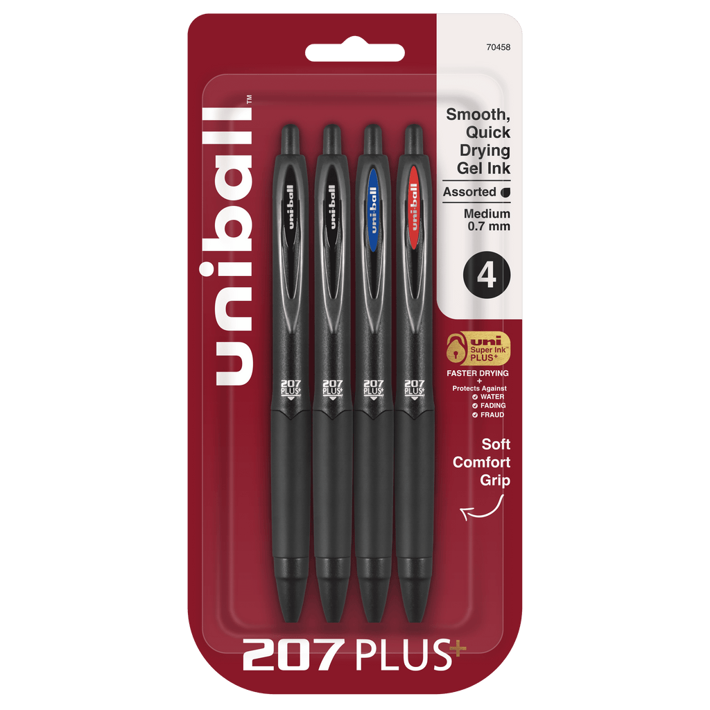Gel Pens, Medium Point (0.7mm), Assorted Ink, 4 Count