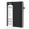 Spiral Notebook, Black Notebook, PU Leather Hardcover Notebook, 200 Pages, B5 (10" × 7")