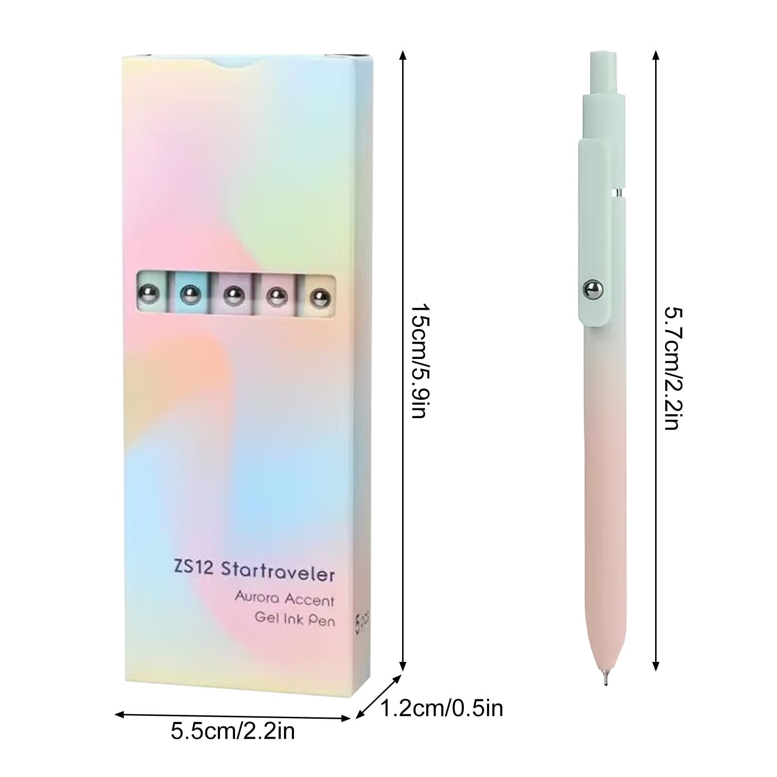 5 Piece Rollerball Gel Pen Set, Multicolor Press Type Writing Instruments, Quick Dry Refillable Pens, Plastic & Metal...