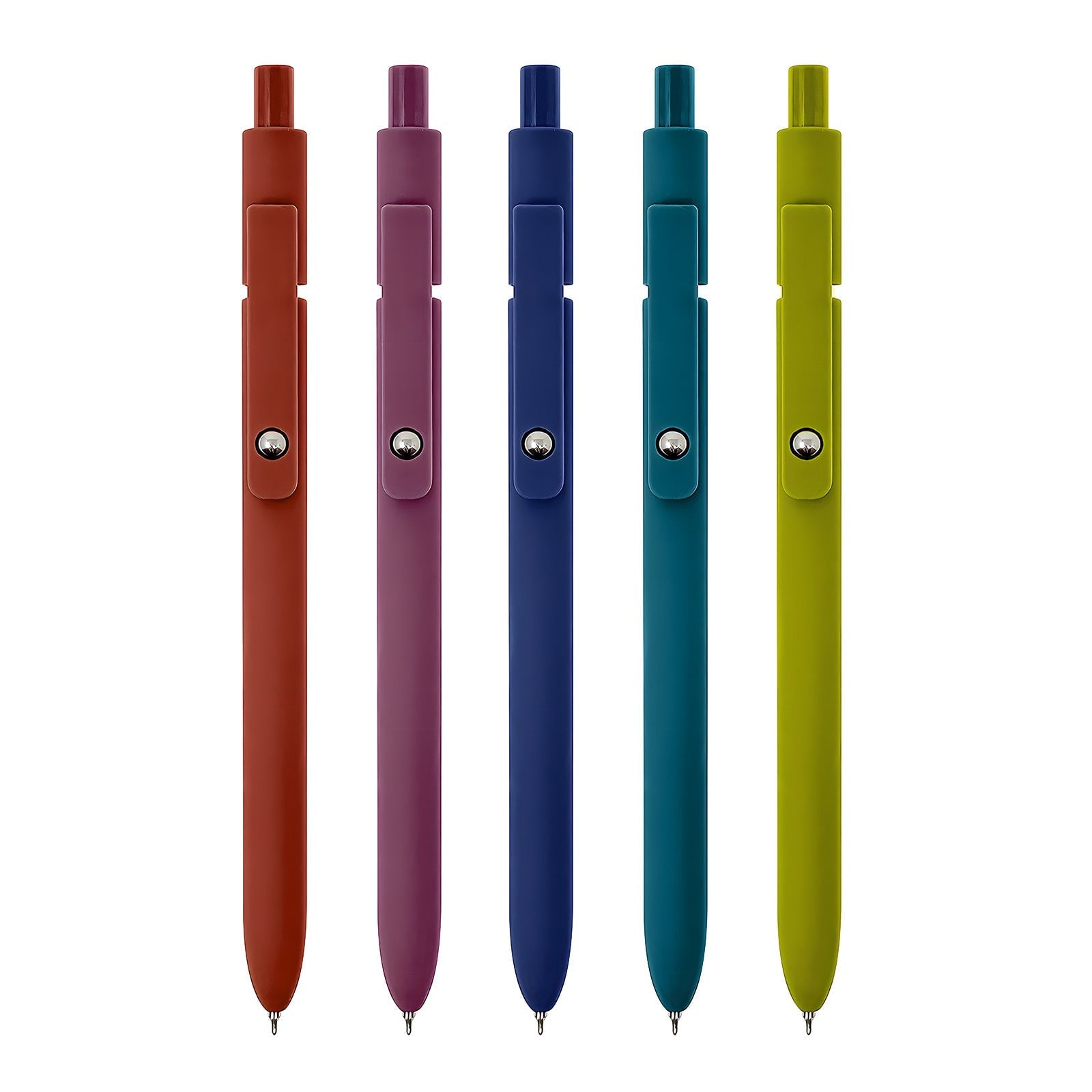 Wrapables Smooth Retractable Black Ink Gel Pens, 0.5mm Fine Point, for Home Office Work (Set of 5), Oceanic