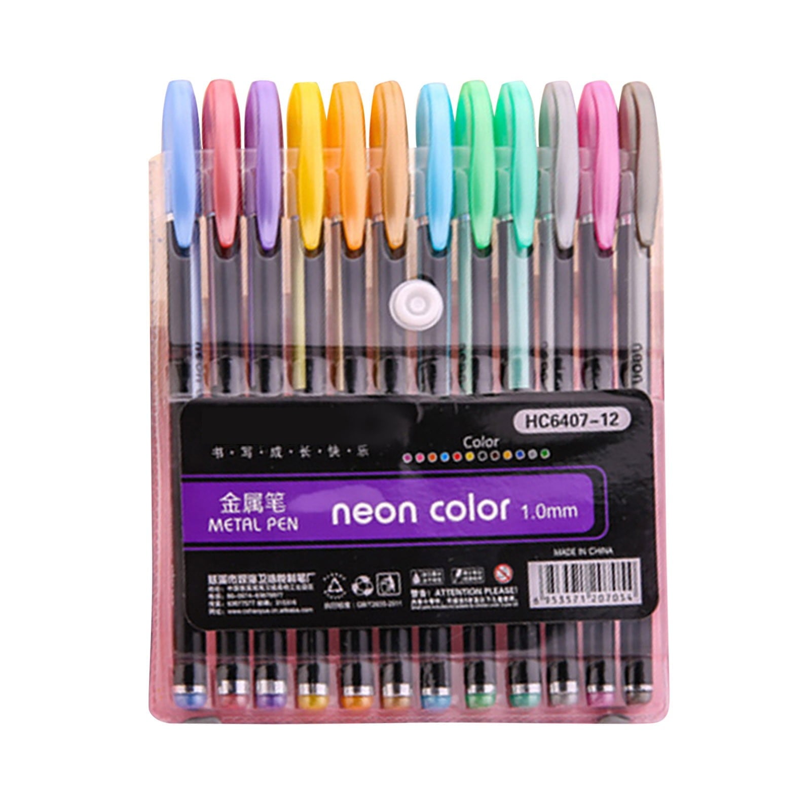 Glitter Gel Pens Set of 12, Colored Pens for Adult Coloring Books, Flash Color Markers for Doodling & Scrapbooking, 2ml
