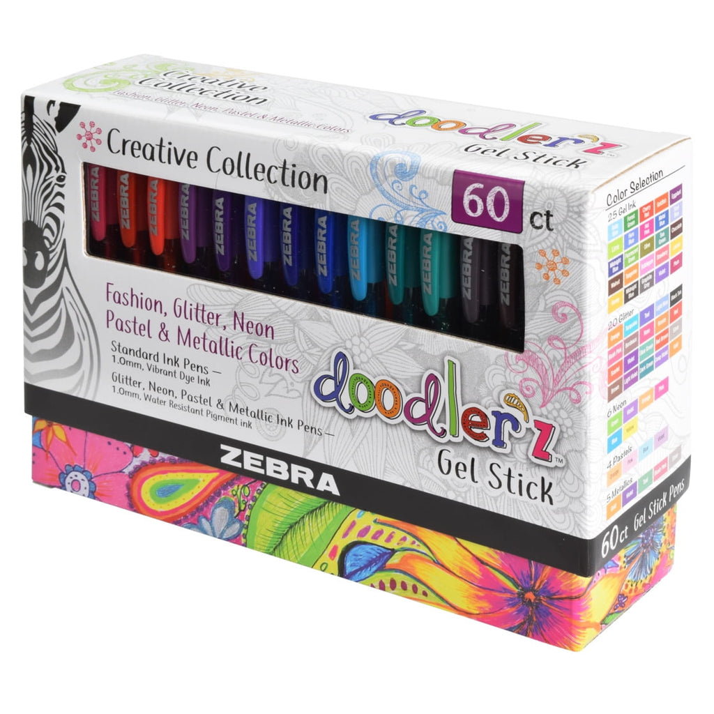 Gel Stick Pens, Bold Point 1.0mm, Assorted Colors, 60-Count