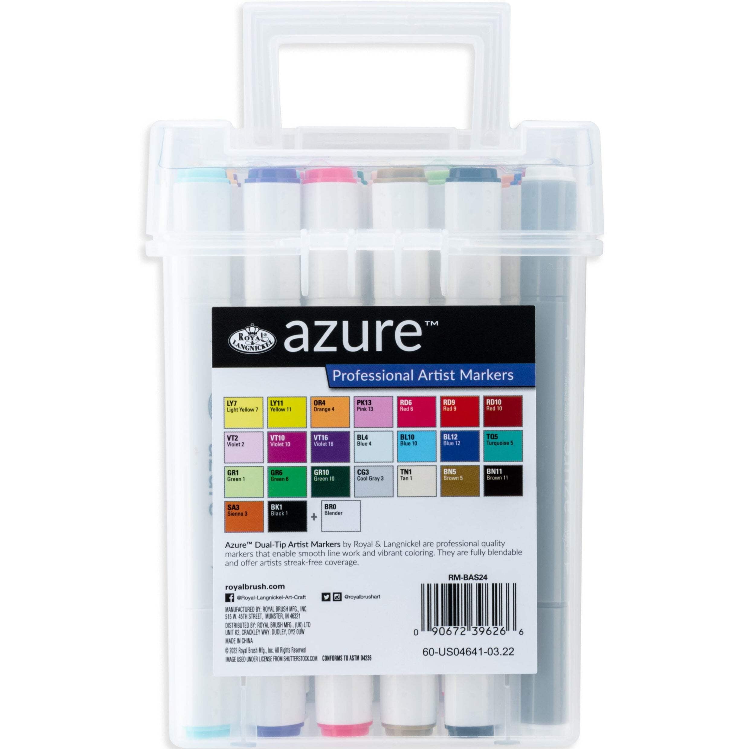 Azure 24 Pc Dual-Tip Alcohol Based Color Marker Set - Image 2