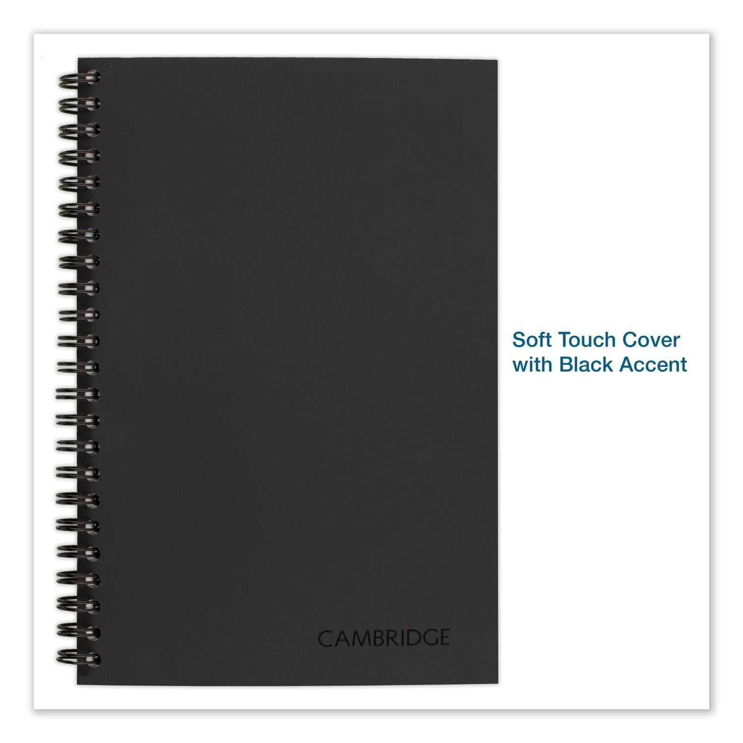 Cambridge Wire bound Business Notebook, Wide/Legal Rule, Black Cover, 8" x 5", 80 Sheets - Image 6