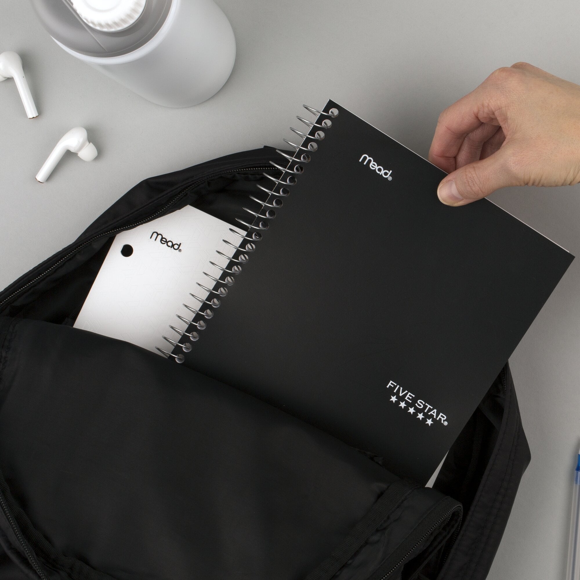 Spiral Notebook, 2 Subject, College Ruled, 6" x 9.5", Black - Image 5