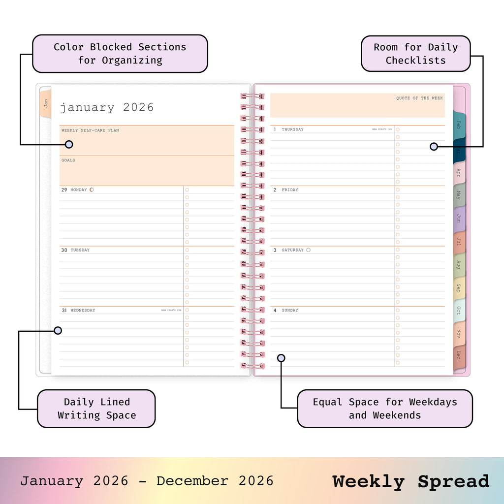 Blue Sky WAAV 2026 Weekly and Monthly Planner Calendar, January 2026 - December 2026, 5.875" x 8.625", Flexible Cover, Durable Twin Wire Bin - Image 3