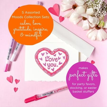 Moods Five Giftable 3 Pk Sets: Calm, Love, Gratitude, Inspire & Mindful, 15 Gel Pens - Image 3