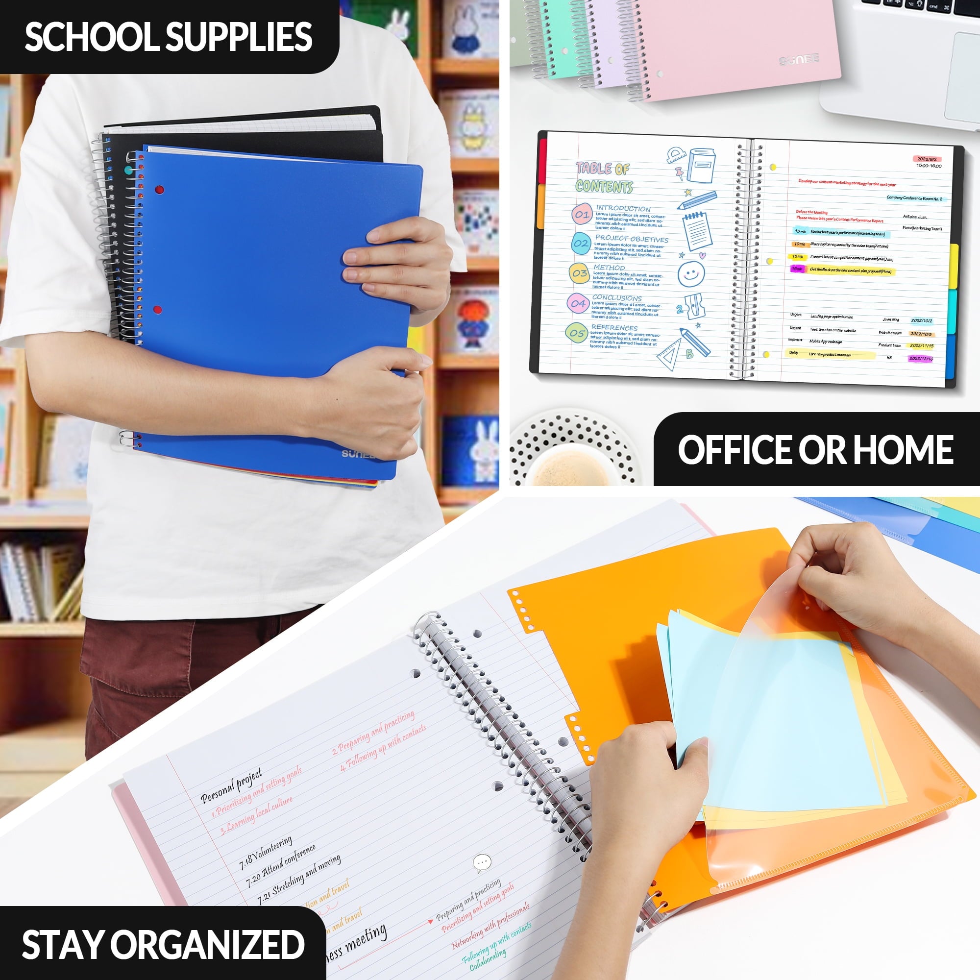 5 Subject College Ruled Spiral Notebook, 400 Pages, 8.5 x 11 Inches, Black - Image 5
