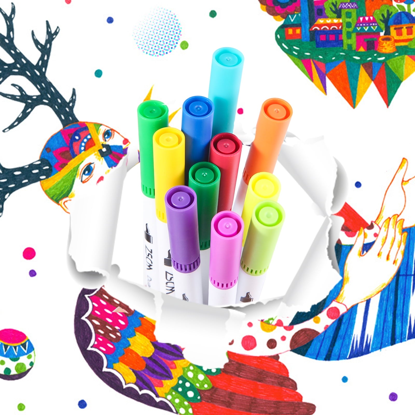 60 Colors Markers for Adult Coloring Books No Bleeding-Duo Tip Art Markers, Fine and Brush Coloring Marker for Adult ... - Image 2
