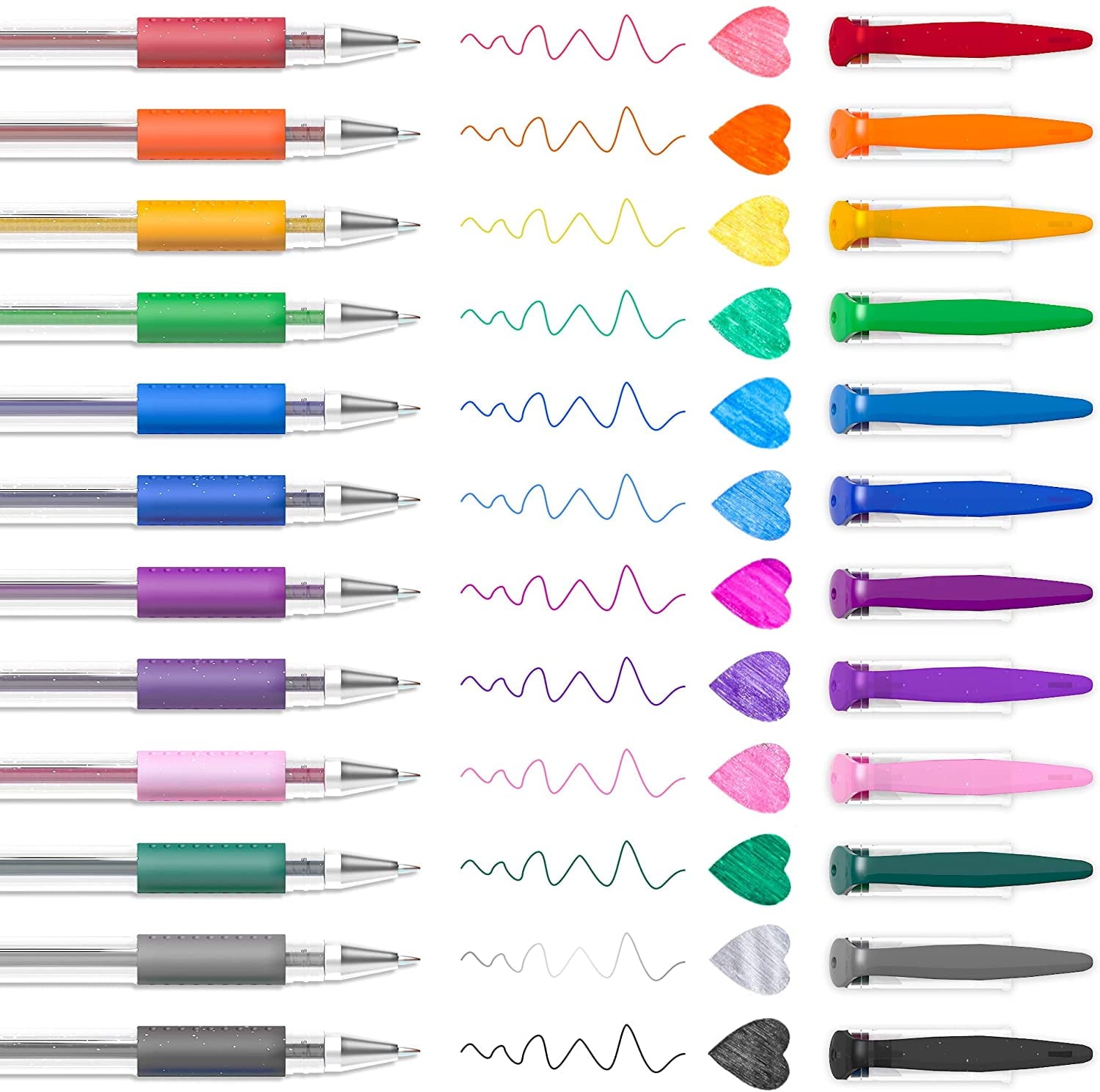 Gel Pens, 180 Pack Gel Pens Set, 12 Assorted Colors Bulk Classroom Pack for Adults Coloring Books Drawing Doodling Cr... - Image 3