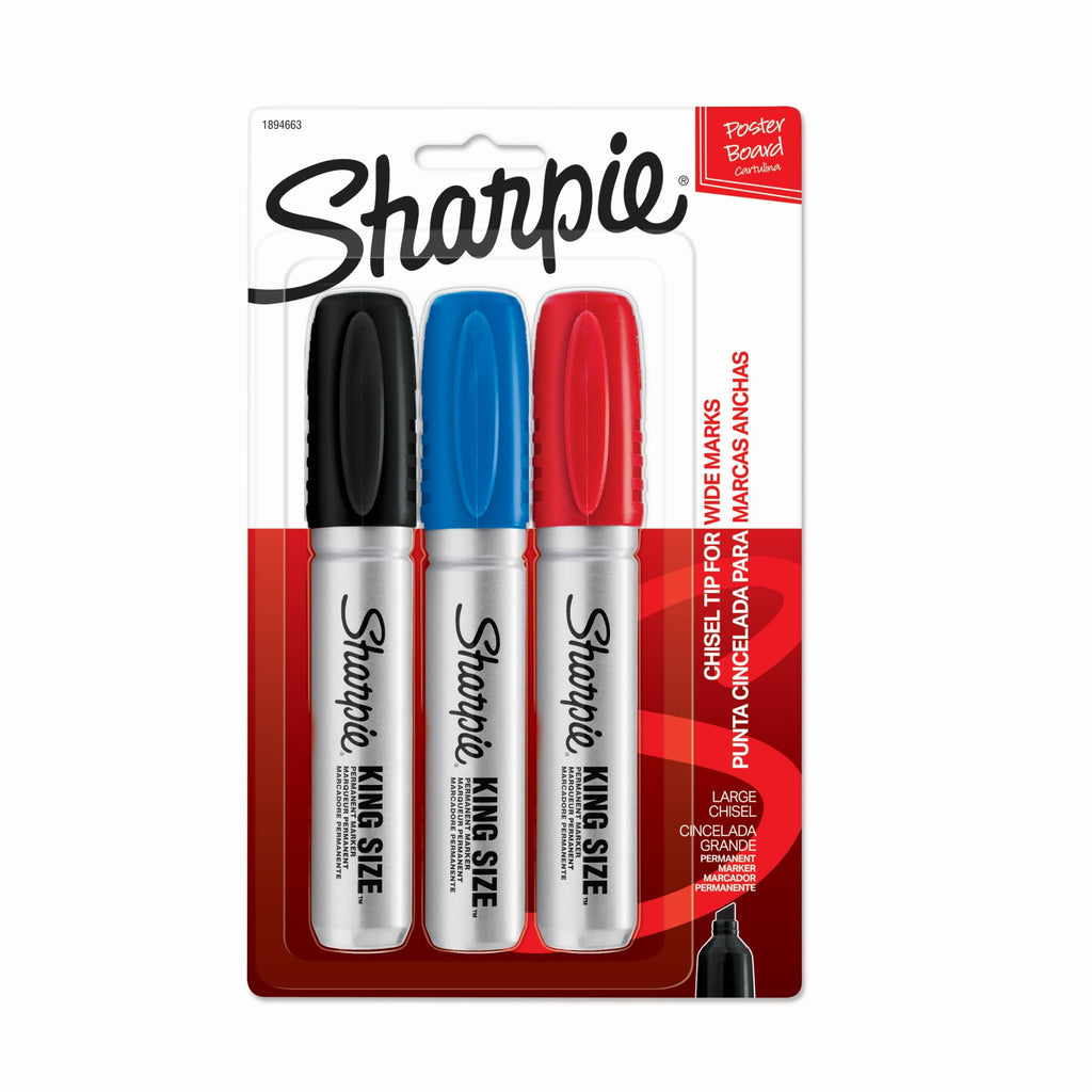 (2 pack) King Size Permanent Markers, Chisel Tip, 3 Count - Image 2