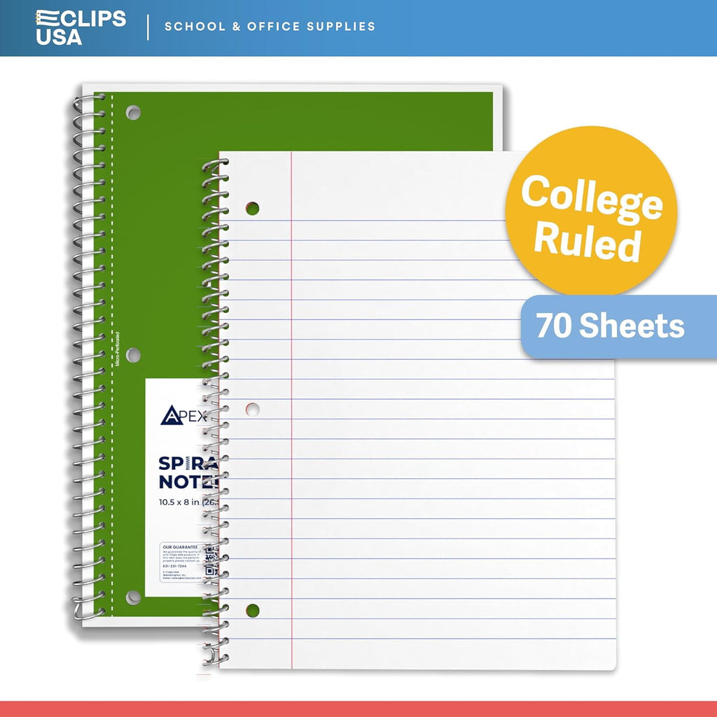 VEEBOOST 70-Sheet College-Ruled Spiral Notebook with Perforated Sheets, 6 Assorted Colors, 12-Pack - Image 5