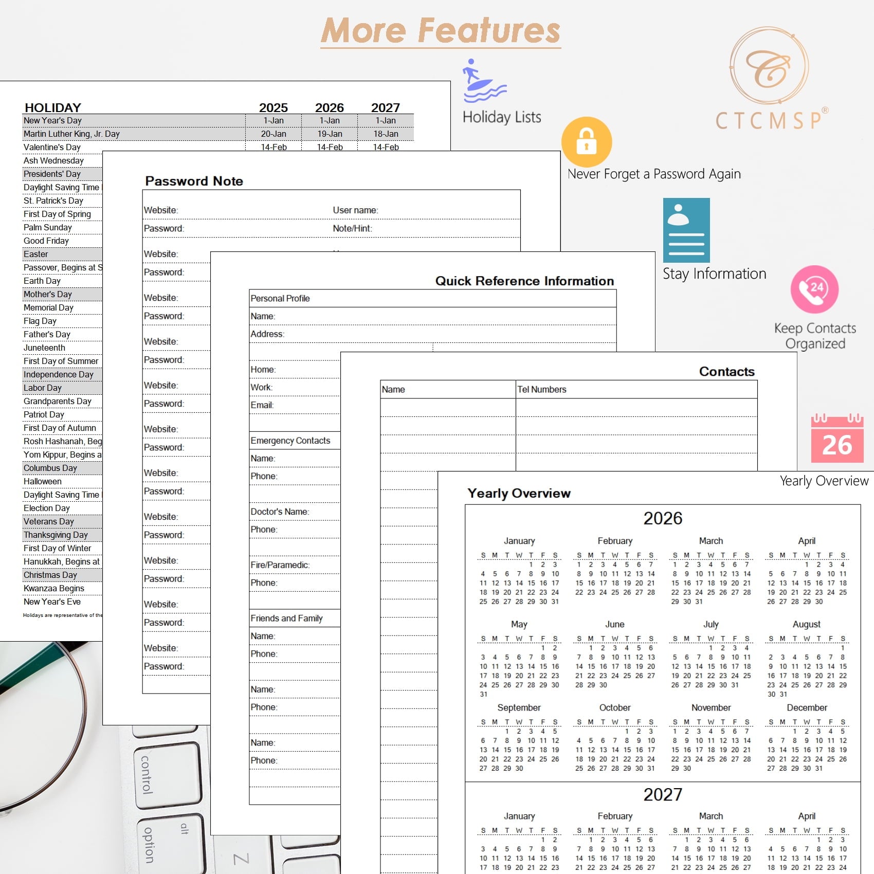 2026 Planner Yearly Calendar Notebook(Jan-Dec.2026,6.3"x8.5"),Weekly Monthly Planner 2026 for Office Home Work Gift S... - Image 4
