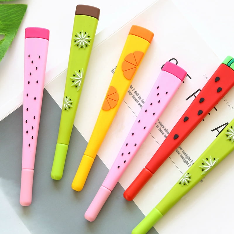 Whimsilly Set of 6 Fruit Shaped Pens in Mason Jar Pouch, Fine Tip Ink Gel Pen Set, Whimsical Stationary for Gifts, Office - Image 5