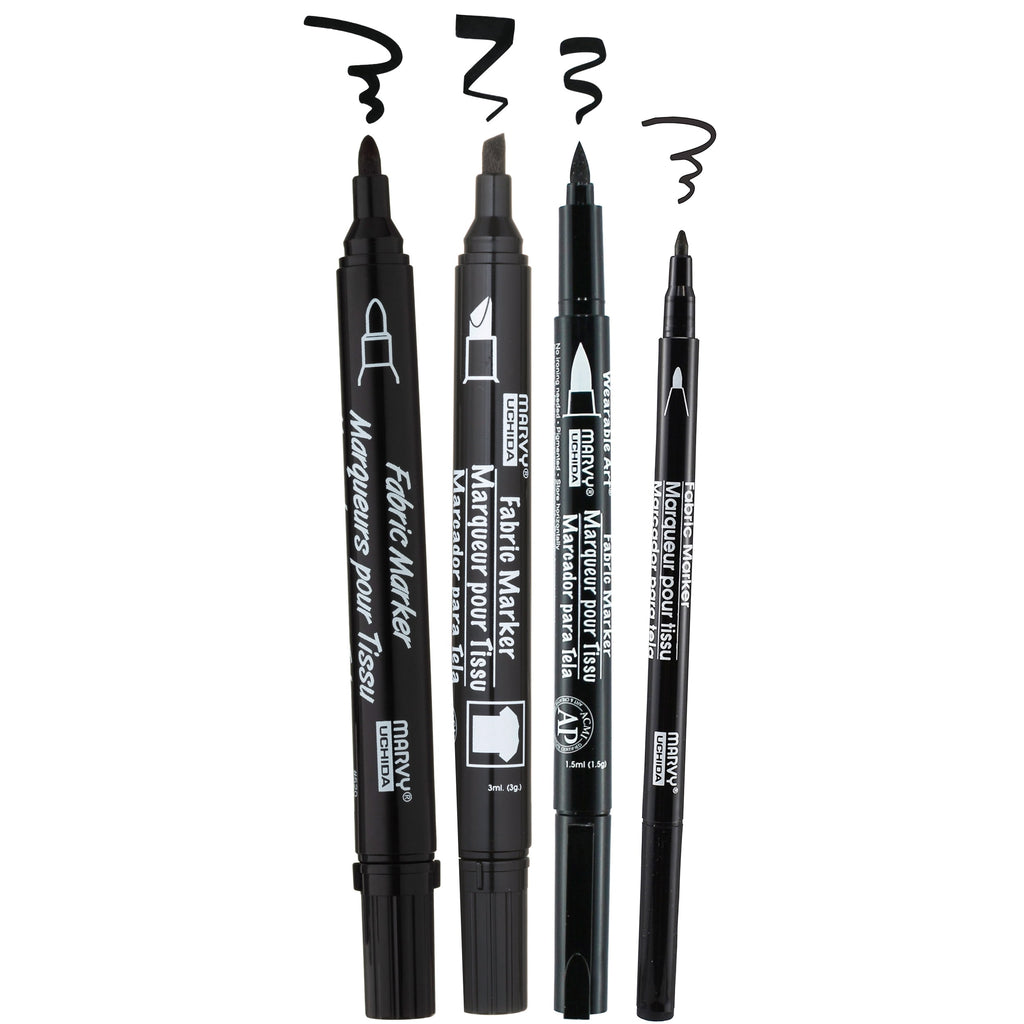 Fabric Markers – Black Ink, 4-Pack with Assorted Tips for Drawing, Lettering & Fabric Art, No Heat Set Required - Image 3