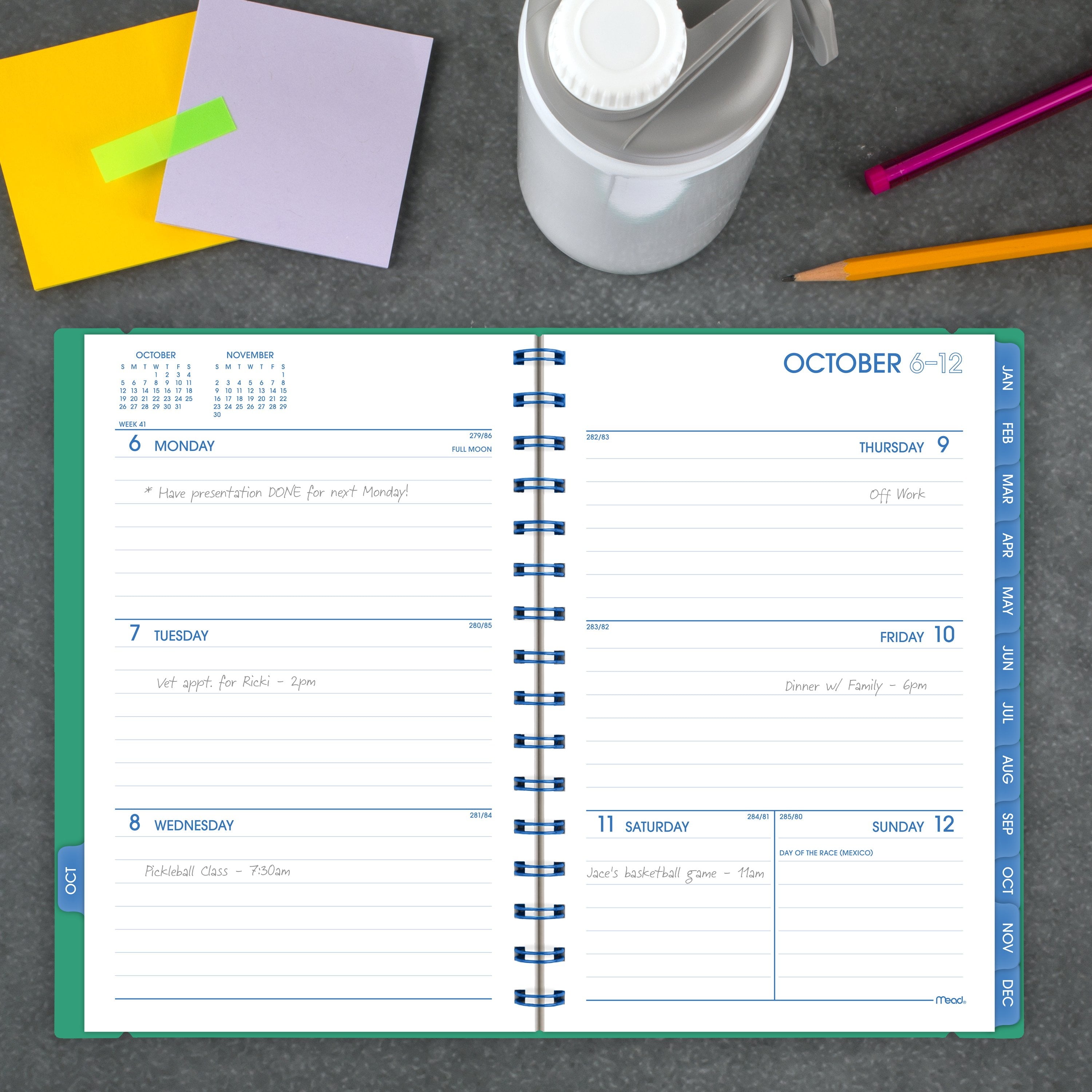 Color Pop 2026 Weekly Planner, Mystic Green, 5.5" x 8.5" - Image 2