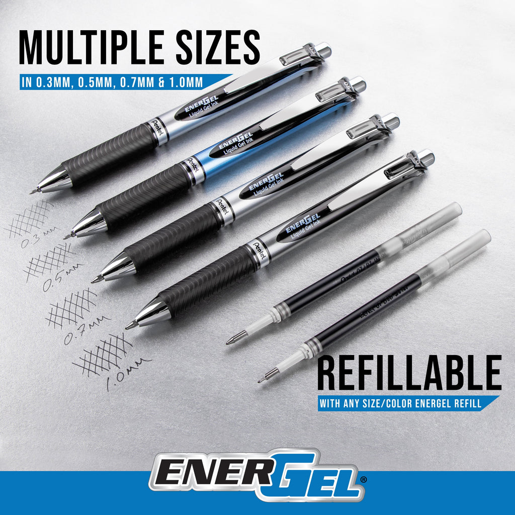 EnerGel RTX Retractable Liquid Gel Pen, Medium Line, Metal Tip, Black Ink, 6 Pack - Image 3