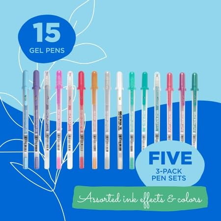 Moods Five Giftable 3 Pk Sets: Calm, Love, Gratitude, Inspire & Mindful, 15 Gel Pens - Image 2