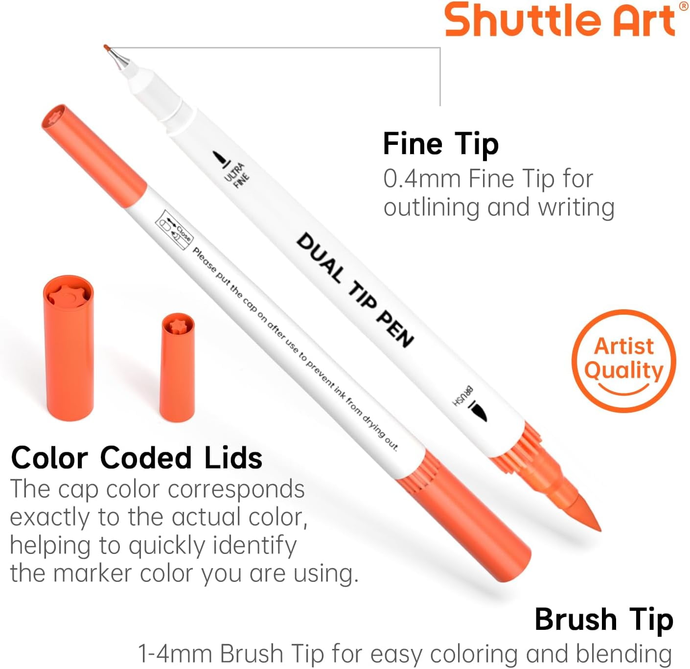 56 Colors Dual Tip Brush Pens Art Markers,Brush Tip with Fineliner 0.4 Markers Pen Set for Adult coloring books - Image 4