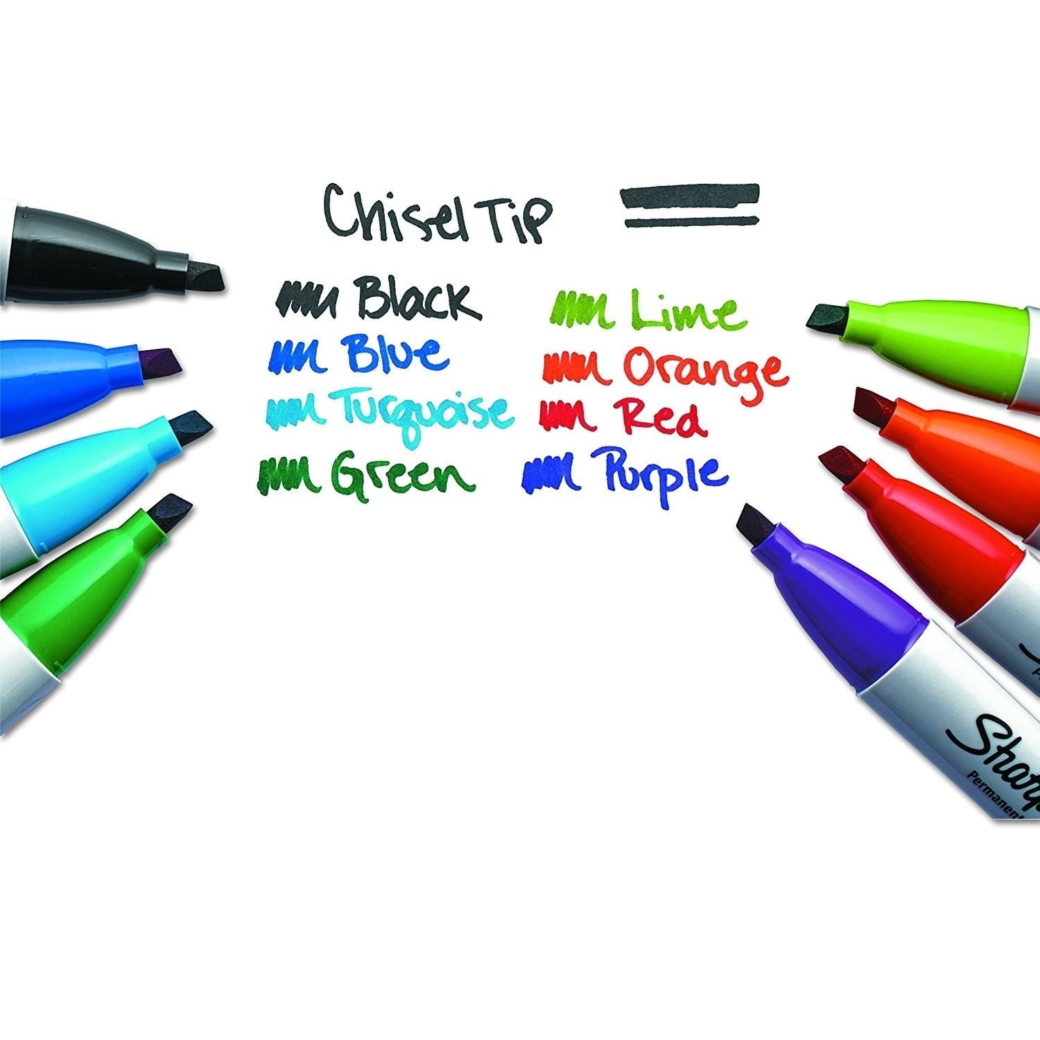Permanent Markers, Chisel Tip, Assorted Colors, 8 Count - Image 4