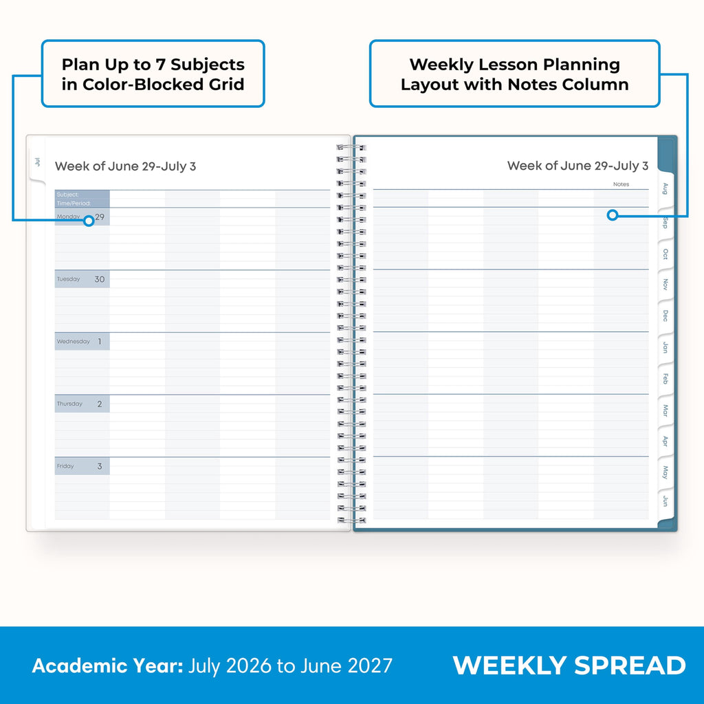 2026-2027 Weekly and Monthly Academic Year Teacher Lesson Planner Calendar, July 2026 - June 2027, 8.5" x 11", Clear ... - Image 3