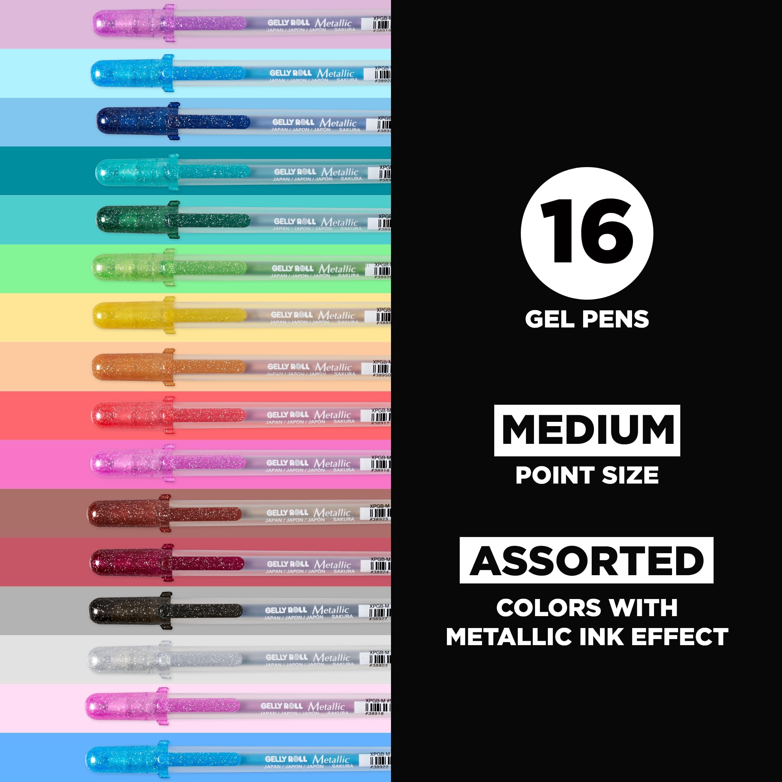 Sakura Gelly Roll Gel Pens, Opaque Metallic Ink, Bold Pt 16 Color Set - Image 2