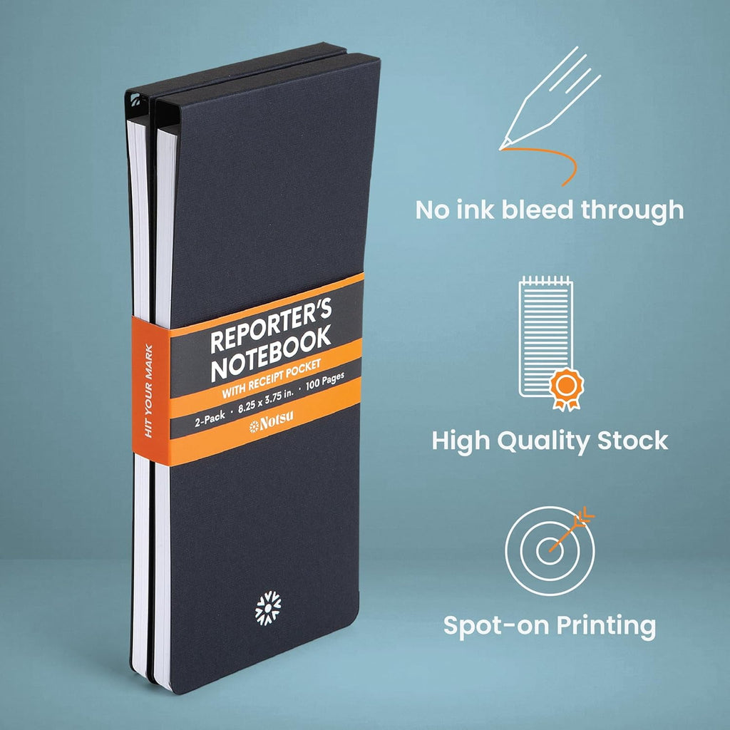 Reporter's Notebooks 2-Pack | Black Pocket Spiral Reporter Notepads for Journalist, Police, Detective, Field Note Tak... - Image 4