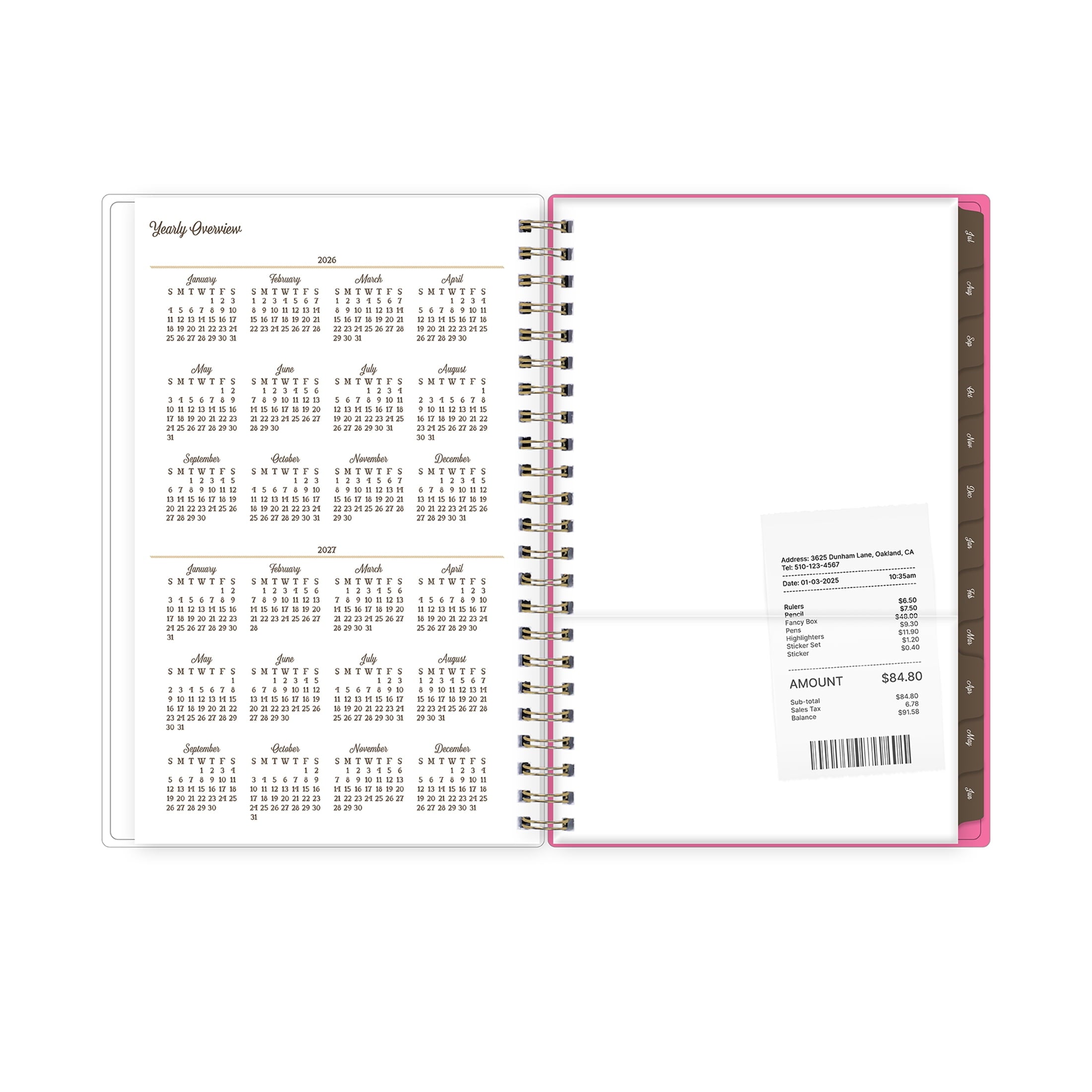 for Monthly Weekly Planner, 5" x 8", Jess Pink 15-Month (April 2026 - June 2027) - Image 6