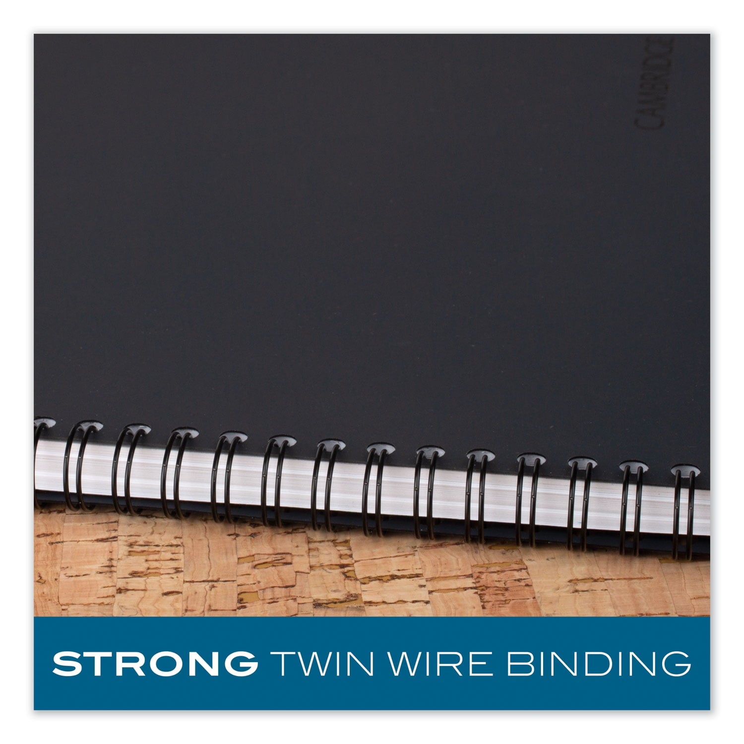 Cambridge Wire bound Business Notebook, Wide/Legal Rule, Black Cover, 8" x 5", 80 Sheets - Image 4