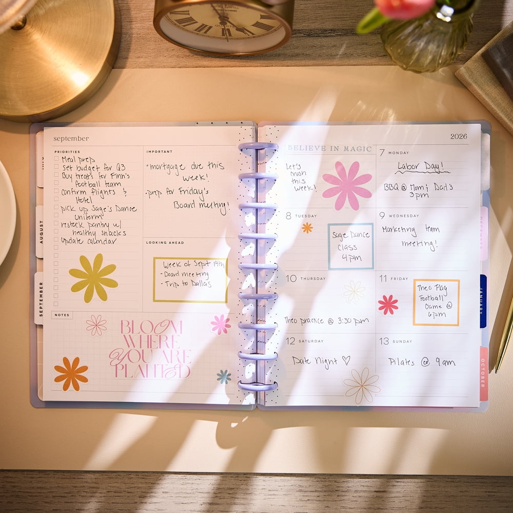Blurred Fleurs Dated 12-Month Planner, July 2026 June 2027, Classic Size, board Layout, Disc-Bound, 3 Bonus Months, 2... - Image 3