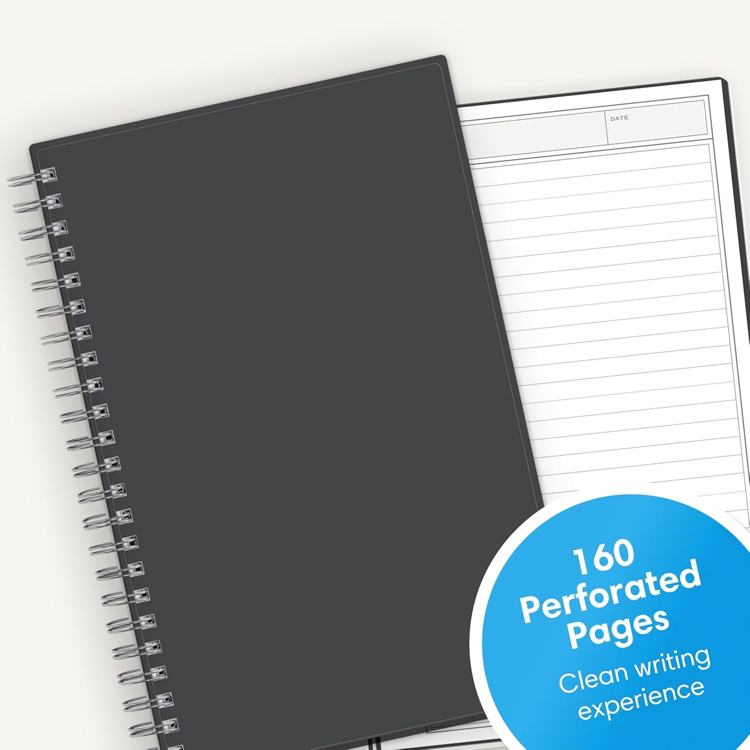 Notes Professional Notebook, Flexible Cover, Twin-Wire Binding, Lined and Perforate Pages, (5.5" x 8.5"), Gray - Image 3