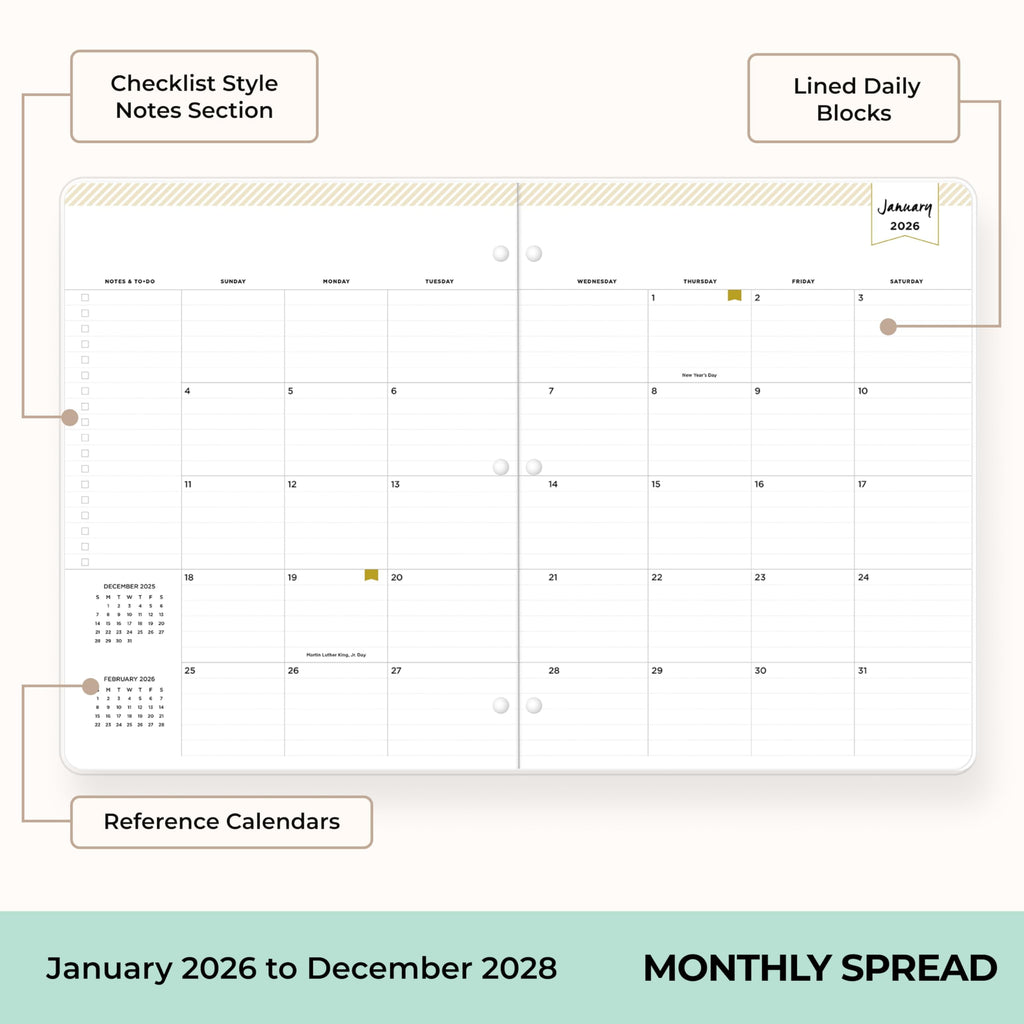 24 Month 2026 Monthly Planner Calendar, January 2026 - December 2027, 8.5" x 11", Flexible Cover, Stapled Binding, Co... - Image 2