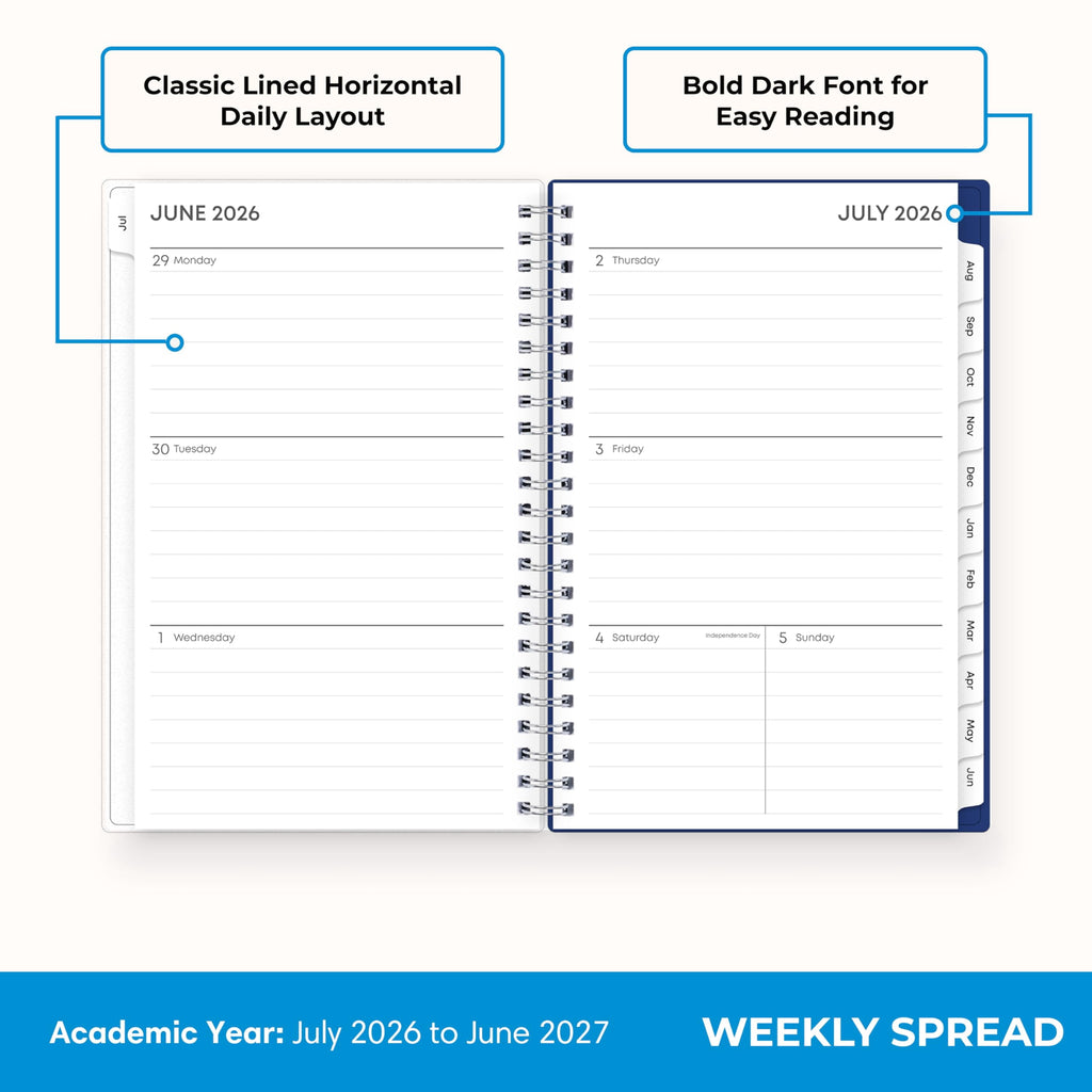2026-2027 Weekly and Monthly Academic Year Planner Calendar, July 2026 - June 2027, 5" x 8", Flexible Cover, Wireboun... - Image 3