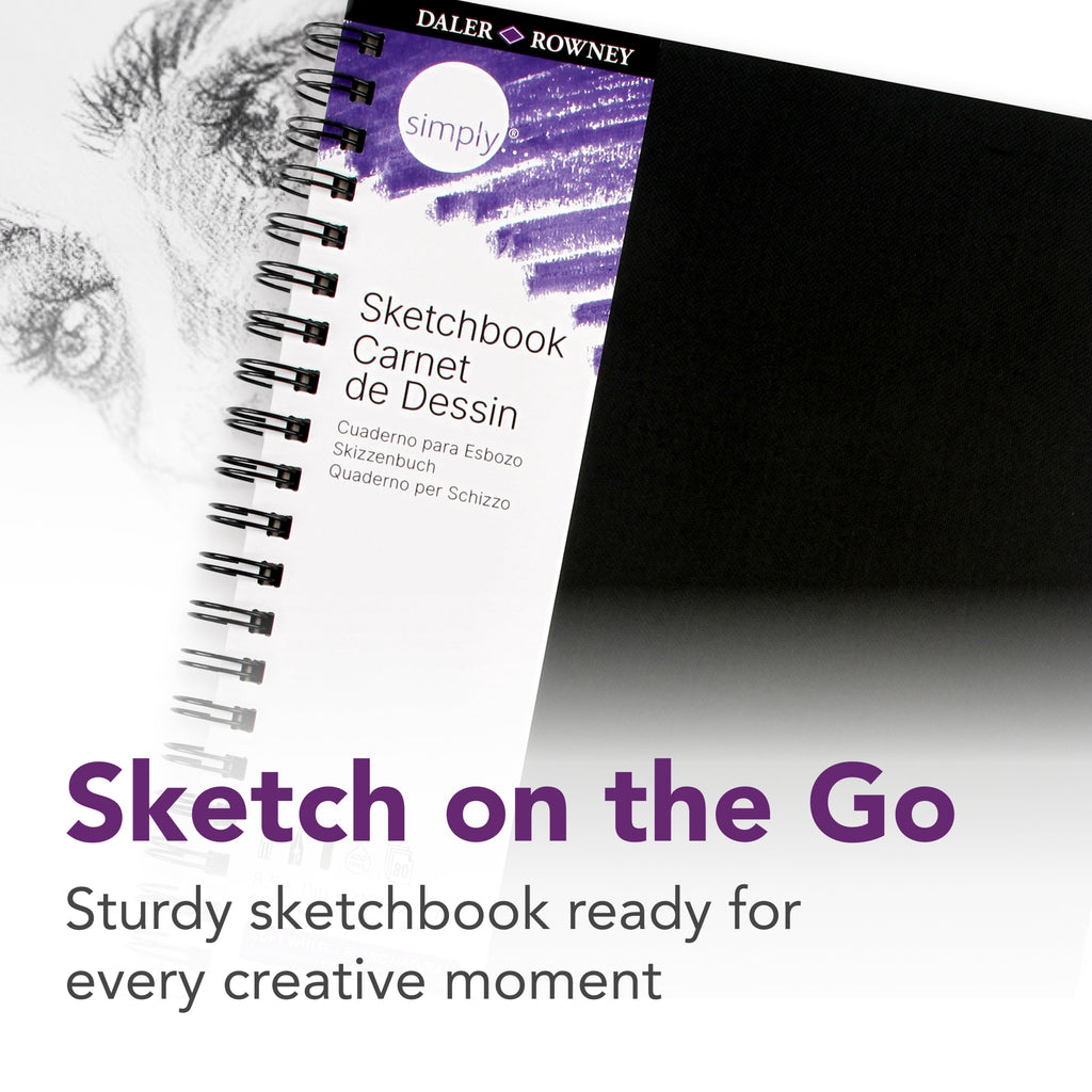 Simply... Sketchbook, Soft White Pages,(65lb/100g), Black Cover, Wire Binding, 80 Sheet, 5.5x8.5 inch, 1 Count - Image 2