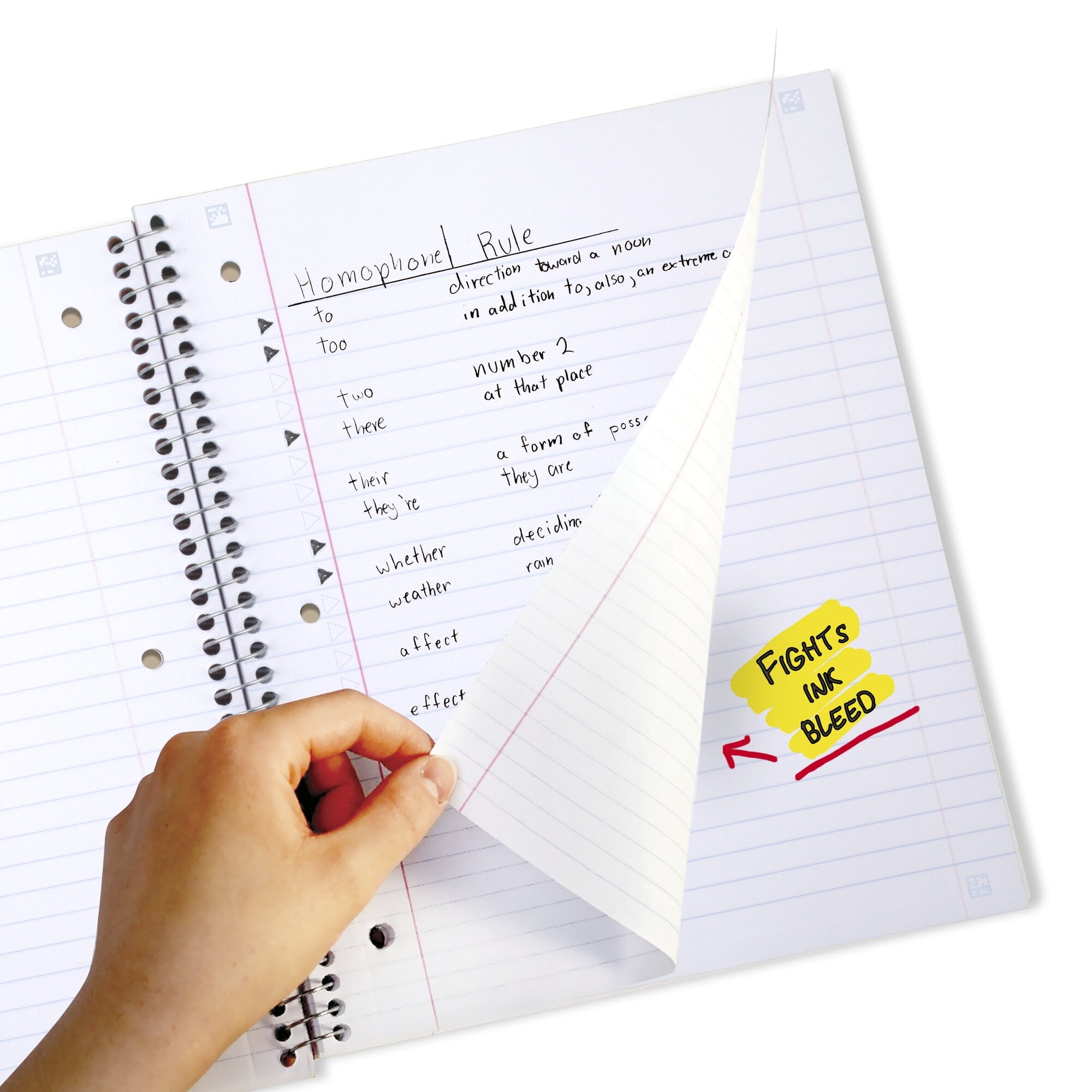 Spiral Notebook + Study App, 5 Subject, Wide Ruled, 8" x 10.5" - Image 2