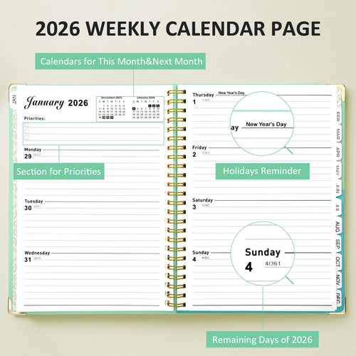 2026 Monthly Planner with Calendar Tabs,Agenda Schedule Planner for Office,Home,Personal Supplies - Image 2