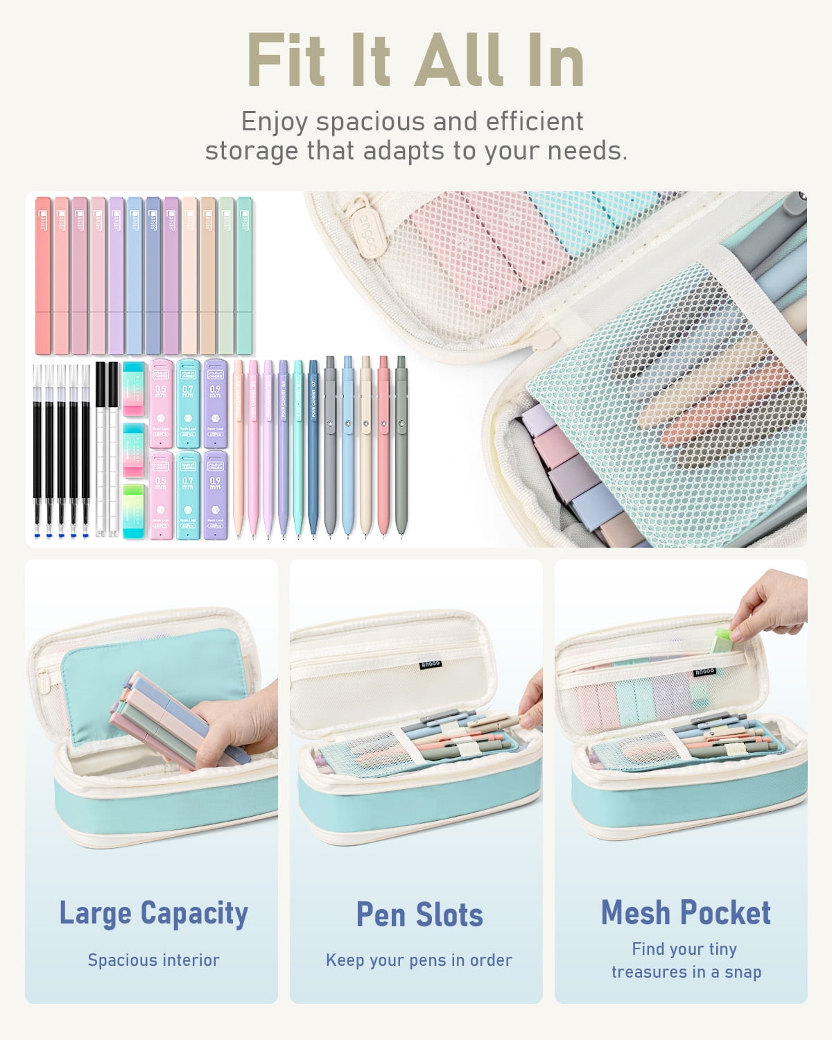 39 PCS Aesthetic Supplies, 12 Pastel Highlighters, 5 Black Ink Gel Pens, 6 Mechanical Pencils Set 0.5 & 0.7mm for Sta... - Image 5