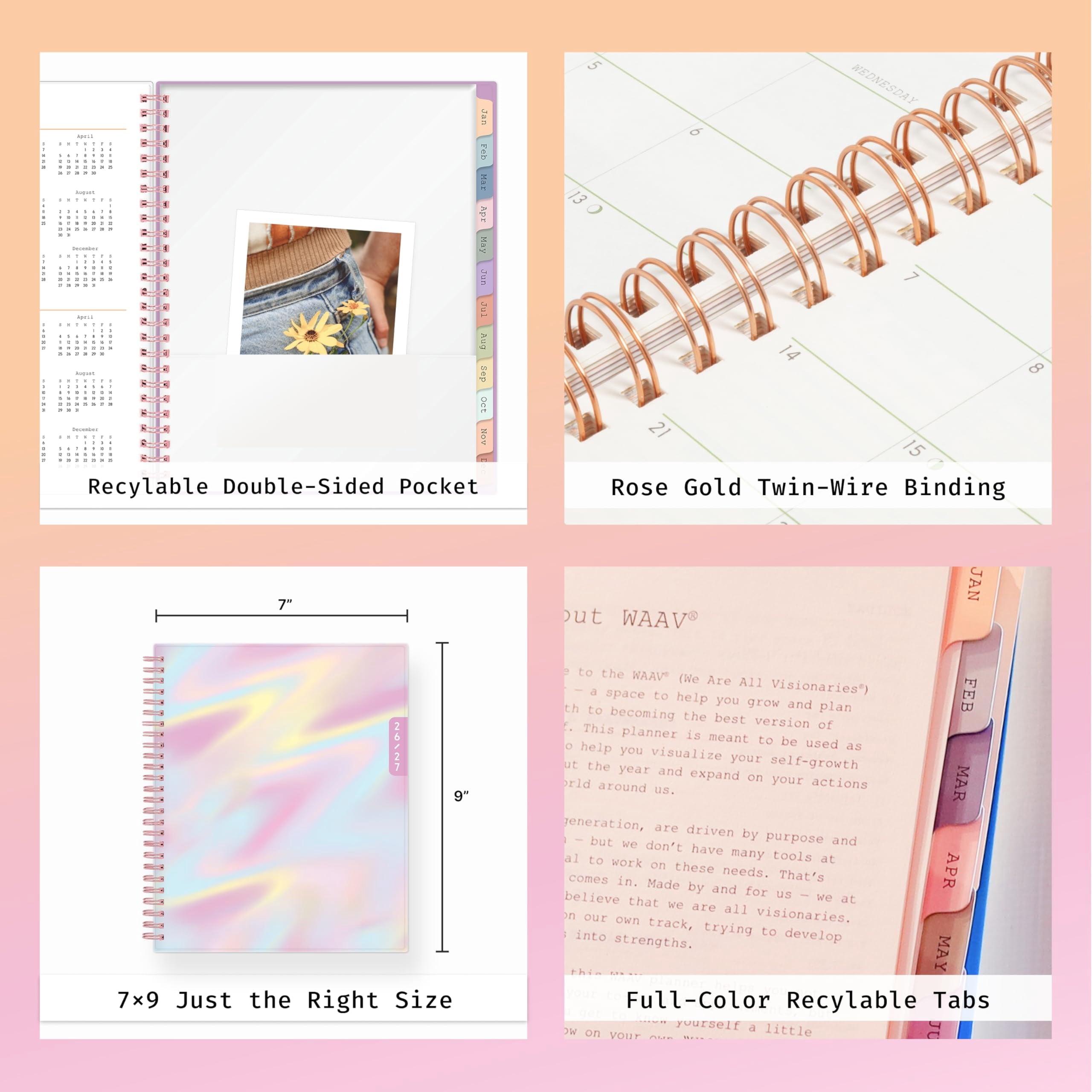 Blue Sky WAAV 2026-2027 Weekly and Monthly Academic Year Planner Calendar, July 2026 - June 2027, 7" x 9", Flexible Cover, Wirebound, Lamina - Image 6