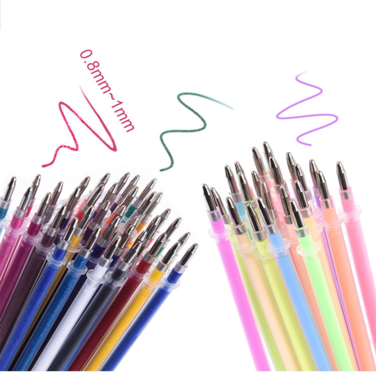 AQITTI Soft Grip Glitter Gel Pens, 10Ml 2.5Mm Ink Cartridge, Set Of 12 Unique Colors, 48 In Total - Image 5
