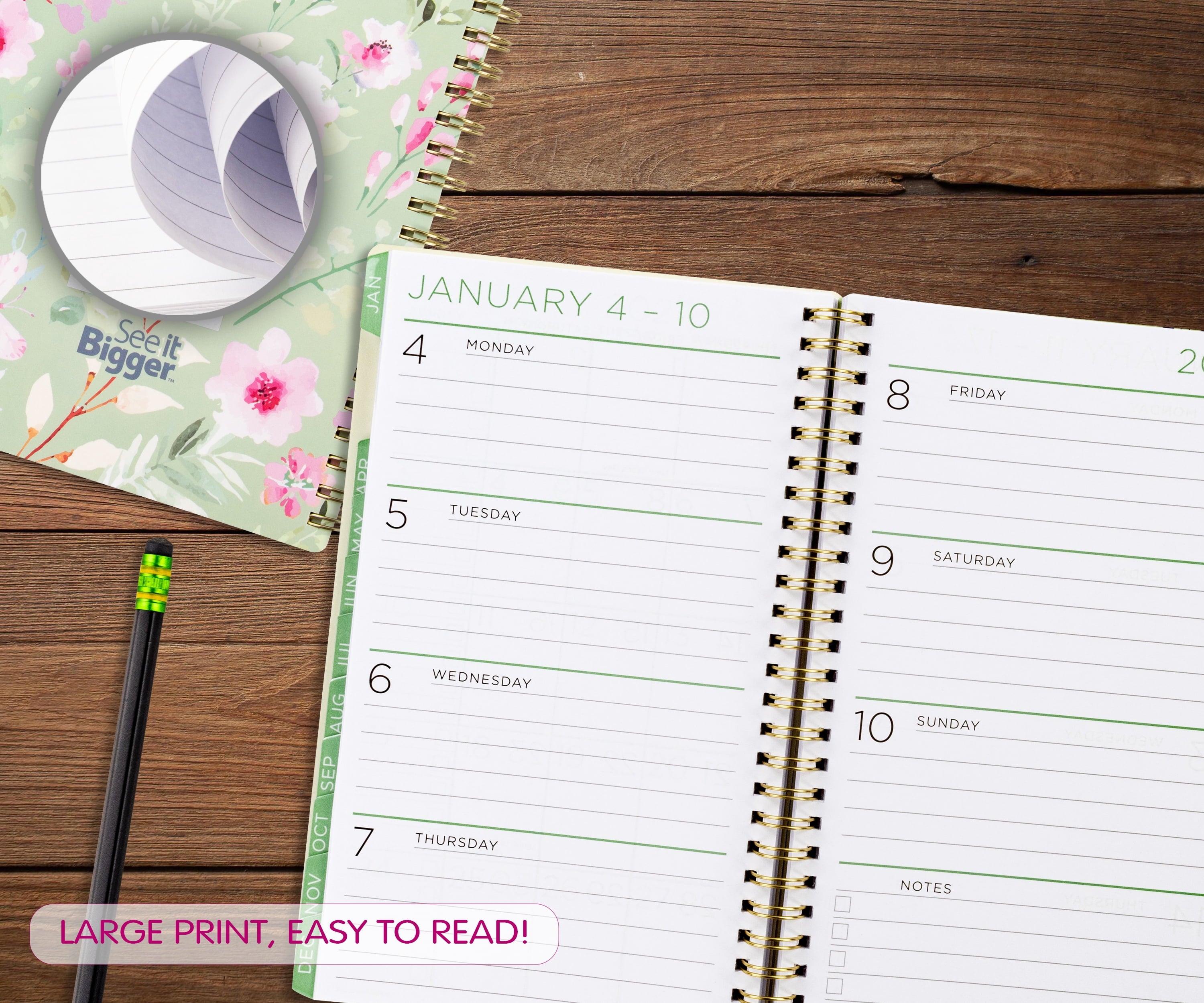 See It Bigger M/W Planner, Medium (5.5" x 8.75"), Floral, 15-Month: Apr 2026 - Jun 2027 - Image 4