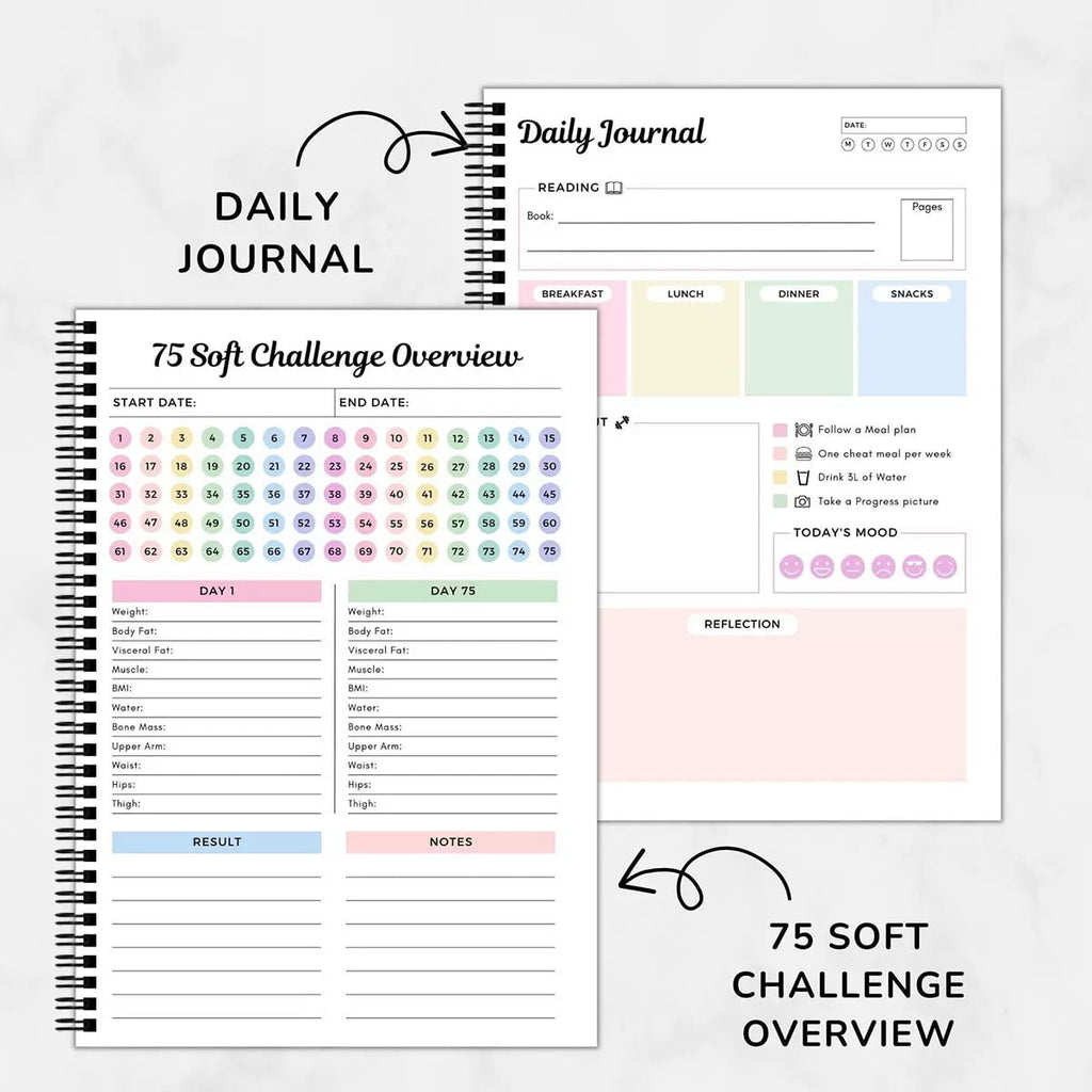 75-Day Planner Notebook, 75 Easy Target Tracker Journal – Editable Spiral Organizer Notepad with Weekly & Monthly Cal... - Image 6