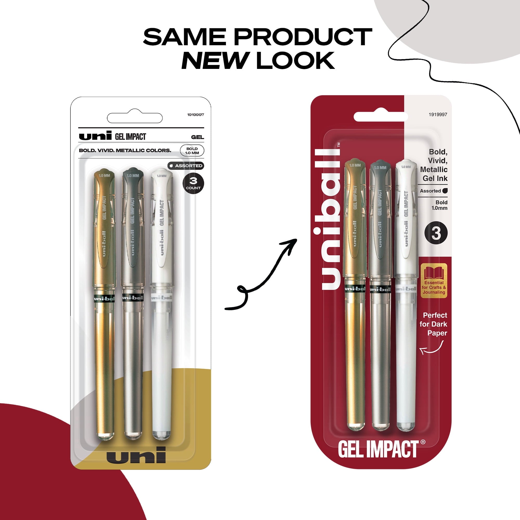 uni-ball GEL IMPACT Gel Pens, Assorted Marvelous Metallics Ink, Bold Point, Assorted Barrels, 1 mm, 1 Set, 1919997 - Image 4