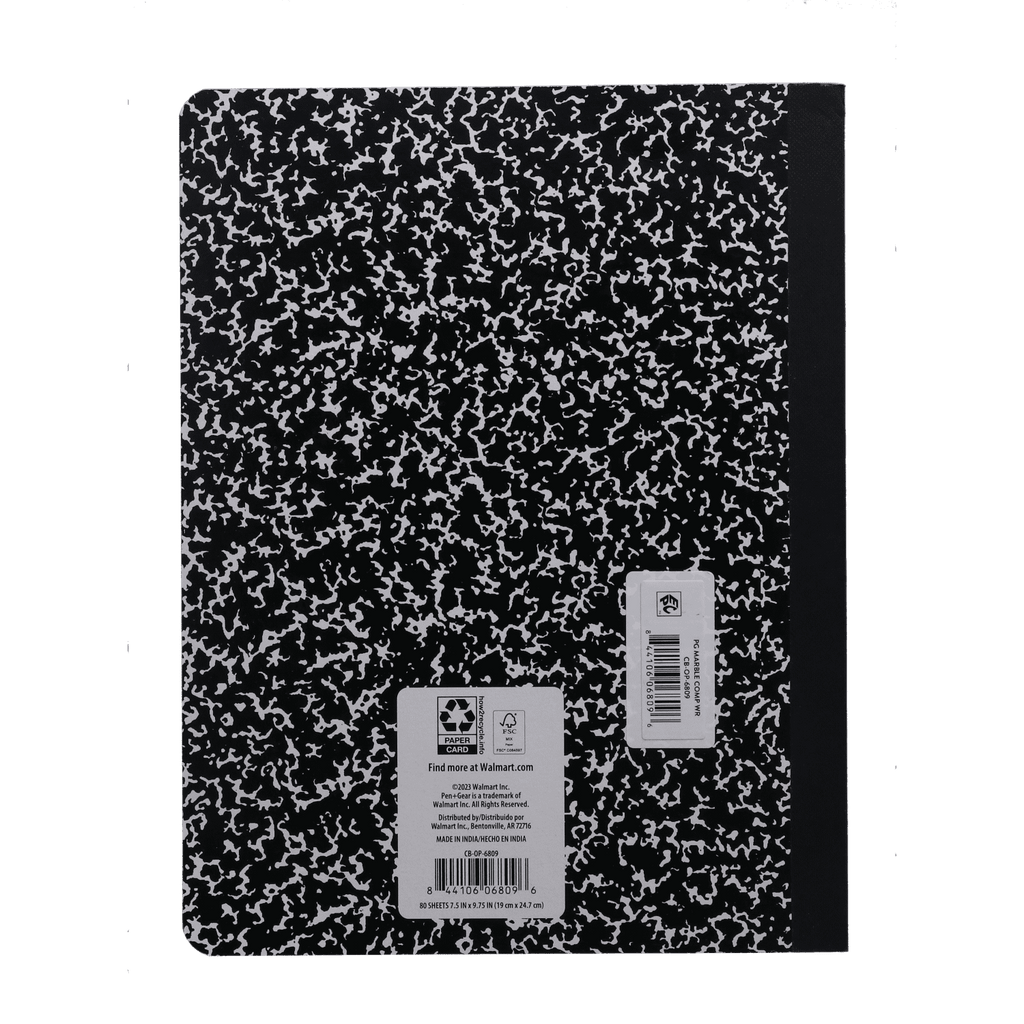 Wide Ruled, 7.5"x 9.75", Marble Design, Paper Cover, 80 Sheets - Image 3