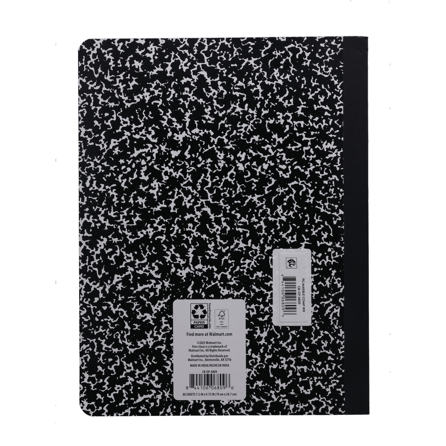 Wide Ruled, 7.5"x 9.75", Marble Design, Paper Cover, 80 Sheets - Image 3