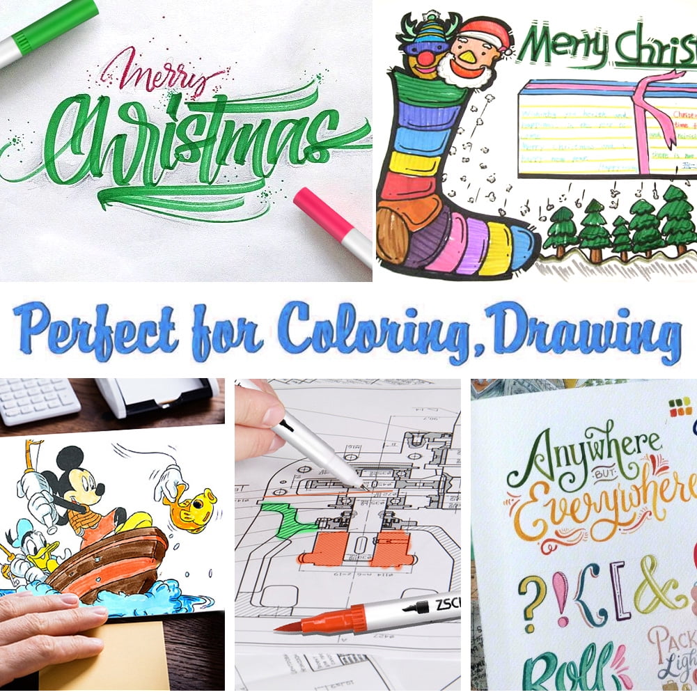 60 Colors Markers for Adult Coloring Books No Bleeding-Duo Tip Art Markers, Fine and Brush Coloring Marker for Adult ... - Image 3