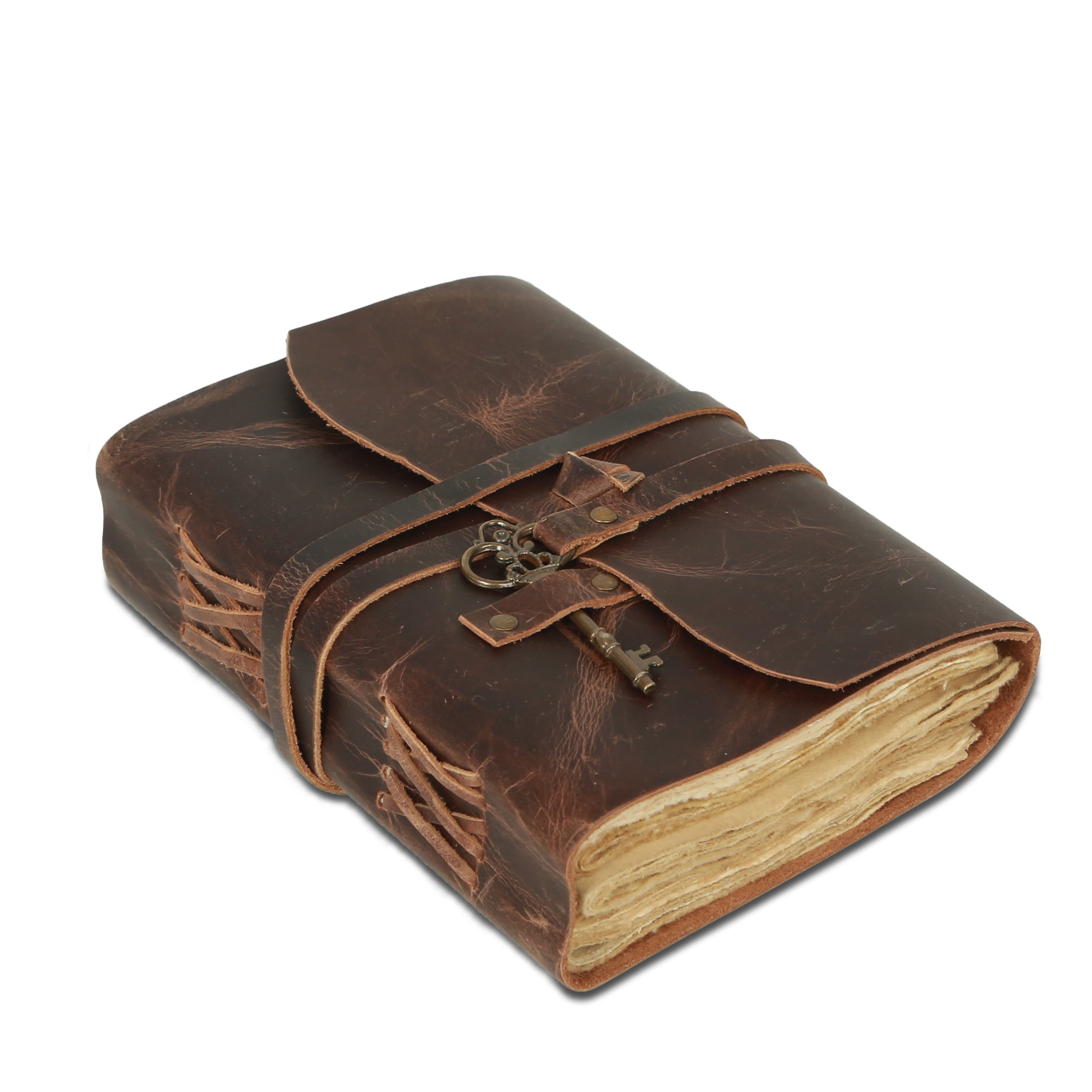 Leather Journal with unlined Deckle Edge Paper and Vintage Key/Handmade Writing Notebook Diary/Bound Daily Notepad fo... - Image 2