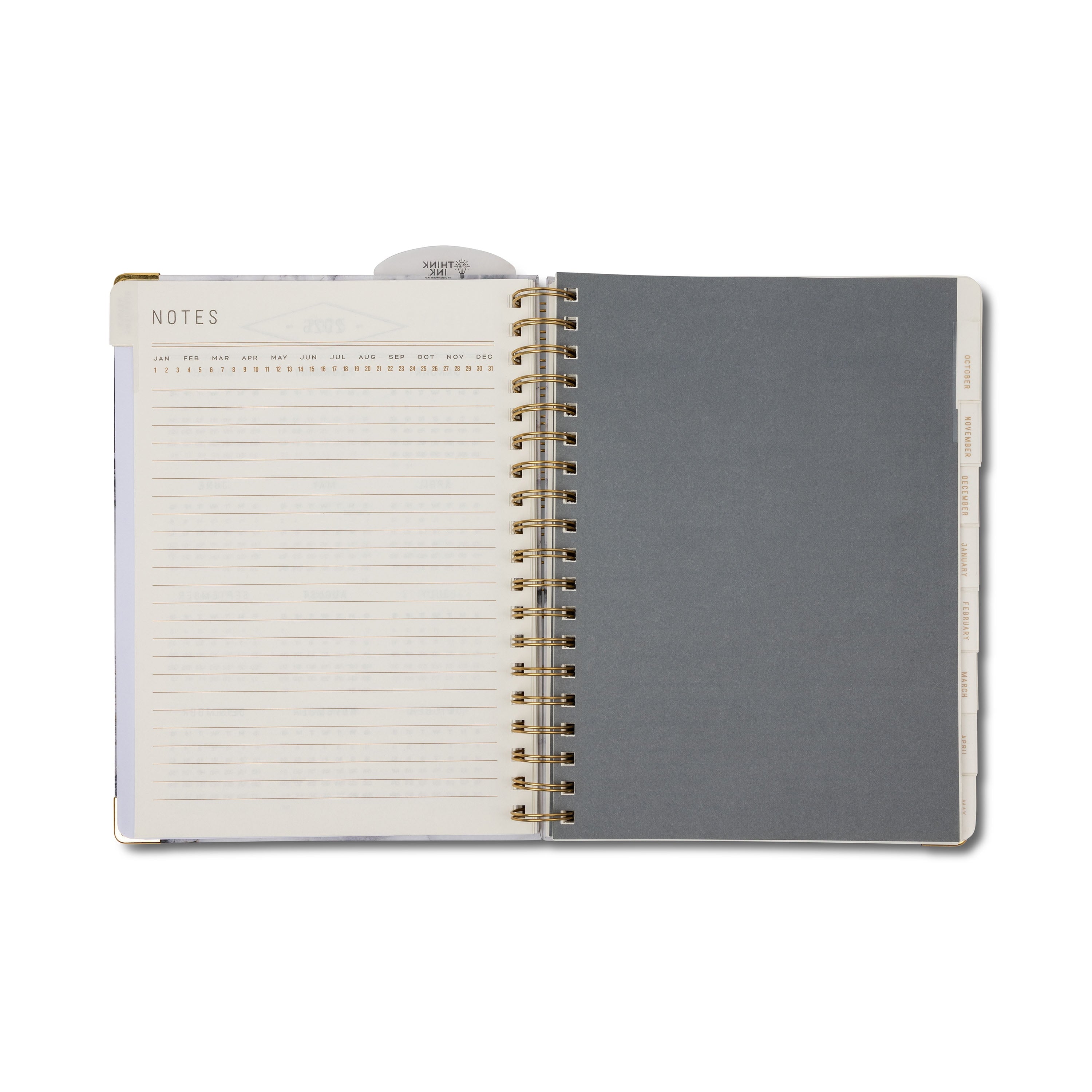 Think Ink 15 Month Twin Wire Planner, Light Gray Marble, 8" x 10" (October 2025 December 2026) - Image 5